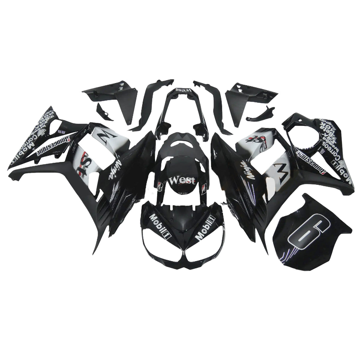 Amotopart 2010-2015 Kawasaki Z1000SX Black White Fairing Kit