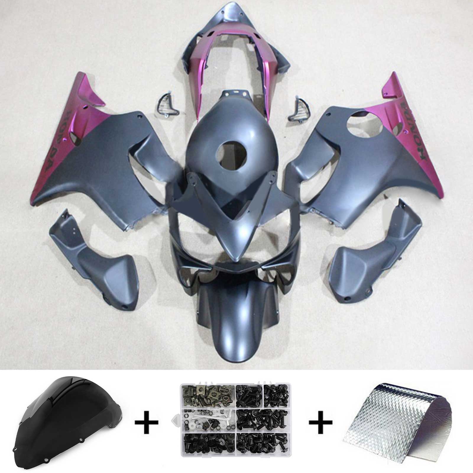 Amotopart 2004-2007 CBR600 F4i Honda Kit de carenado negro y morado