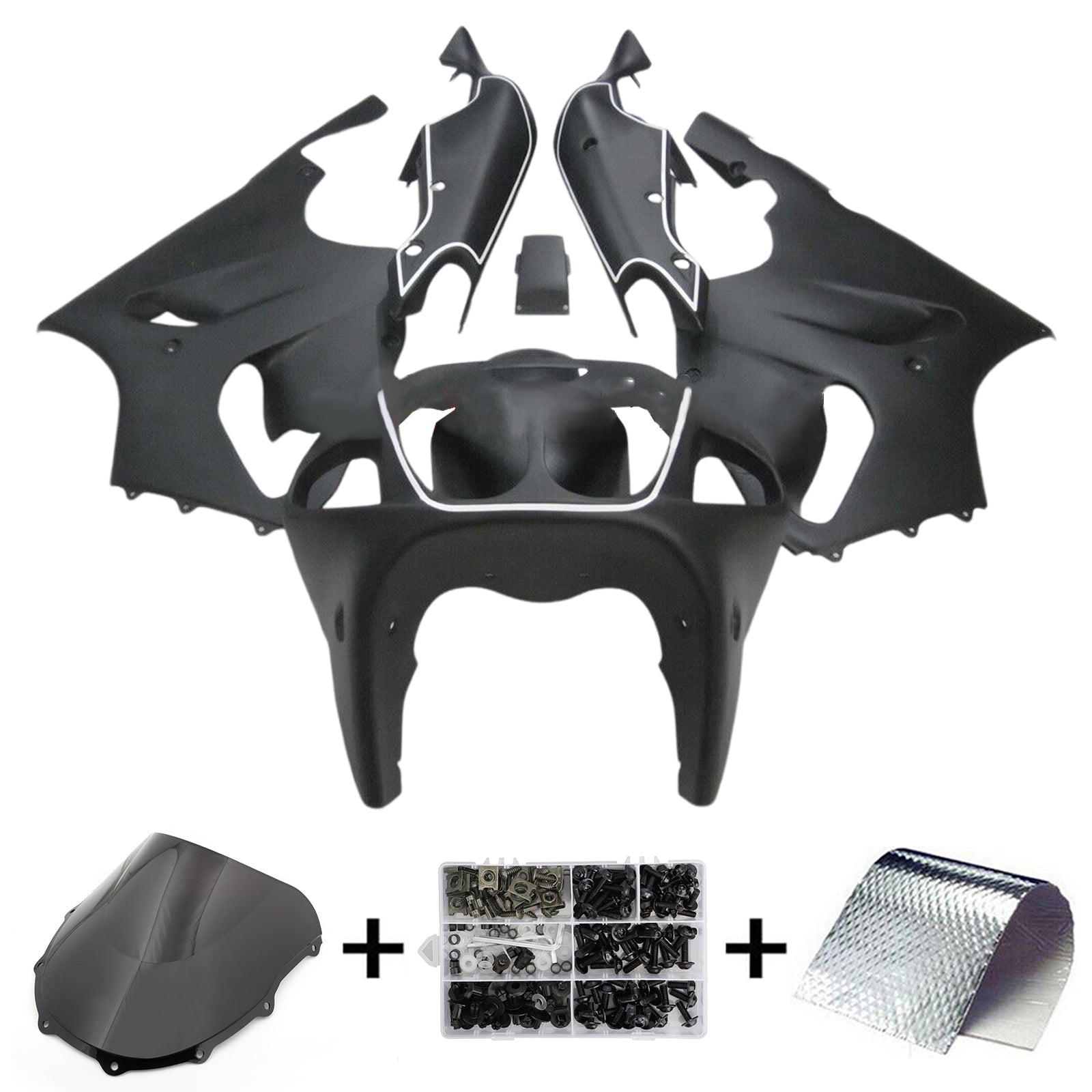 Amotopart 1996-2003 カワサキ ZX7R マットブラック フェアリングキット