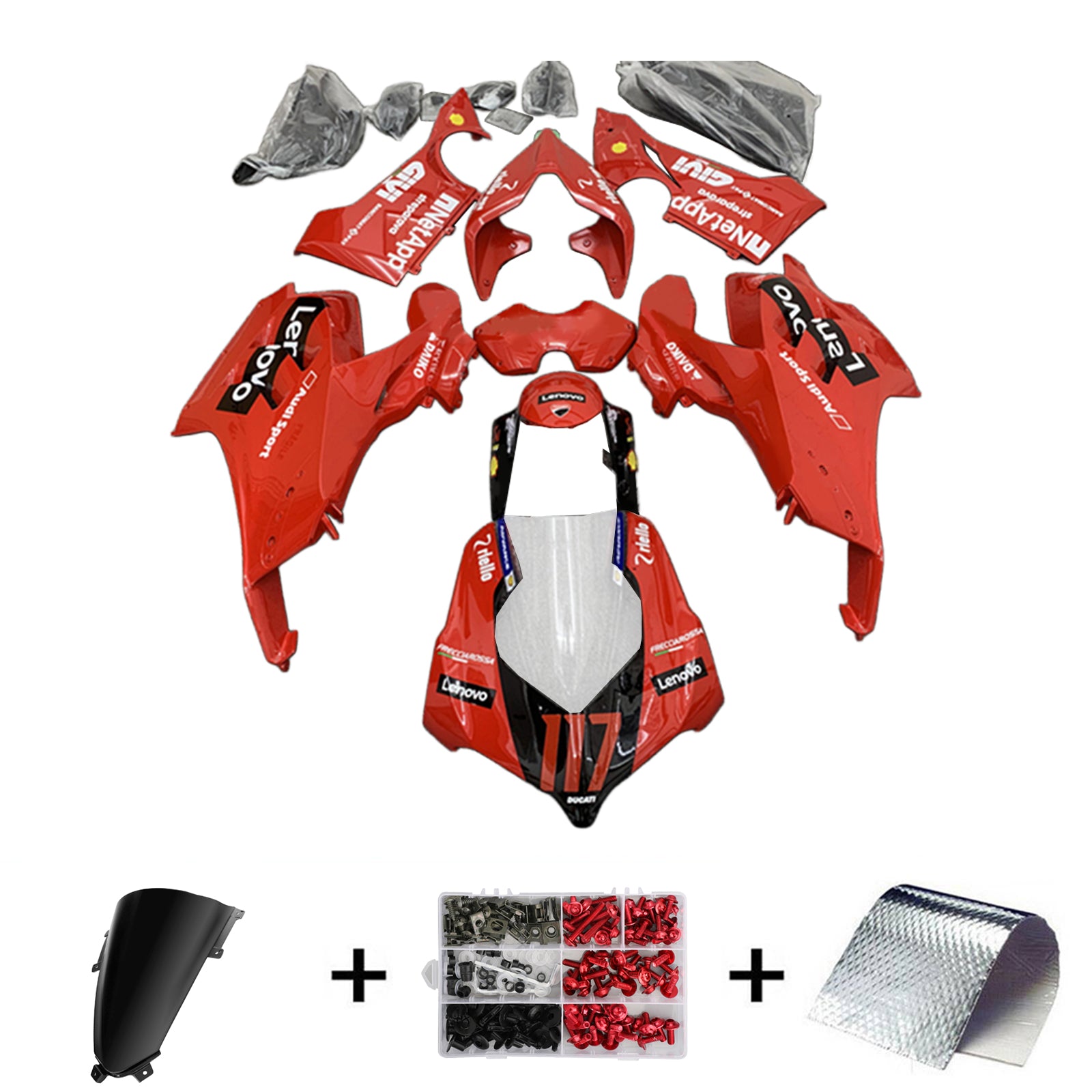 Kit de carenado Amotopart Ducati Panigale 20-21 V4/V4S y 21-22 V4SP y 19-22 V4R rojo Style2