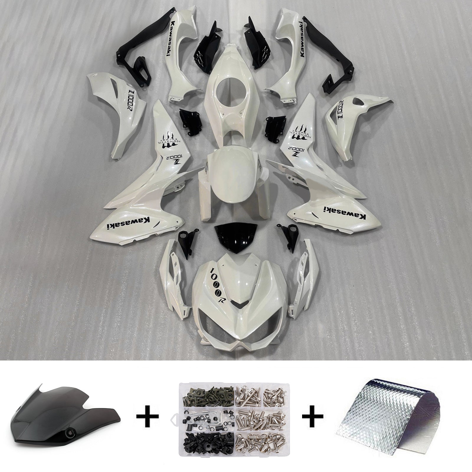 Amotopart 2014-2017 Kawasaki Z1000 Grå Vit Svart Fairing Kit