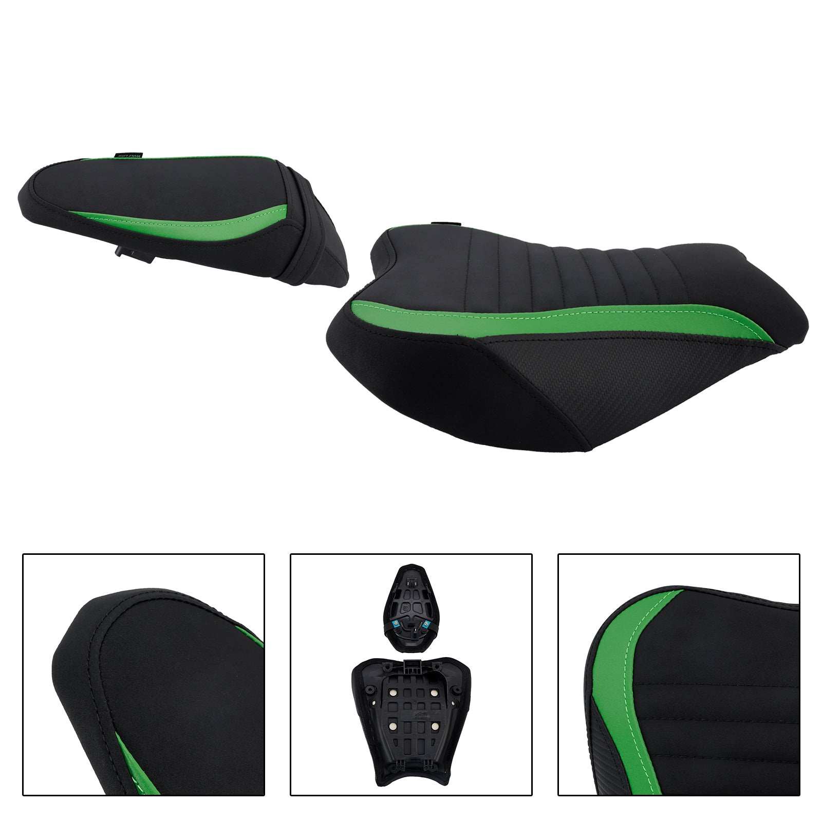 17-24 Kawasaki Ninja Z900 Asiento de pasajero con cojín completo, color negro