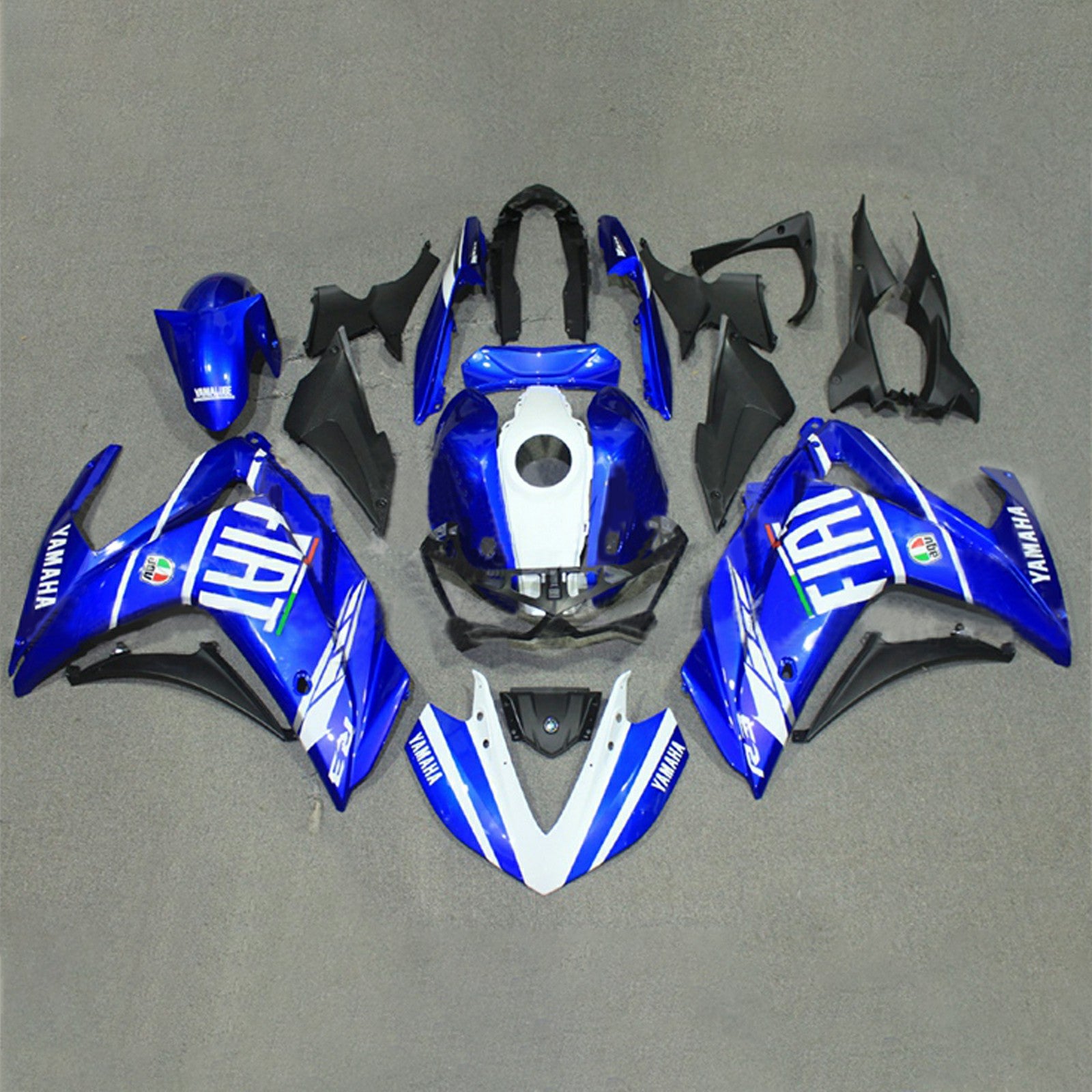 Amotopart YZF-R3 2014-2018 R25 2015-2017 Kit de carénage bleu et blanc Yamaha