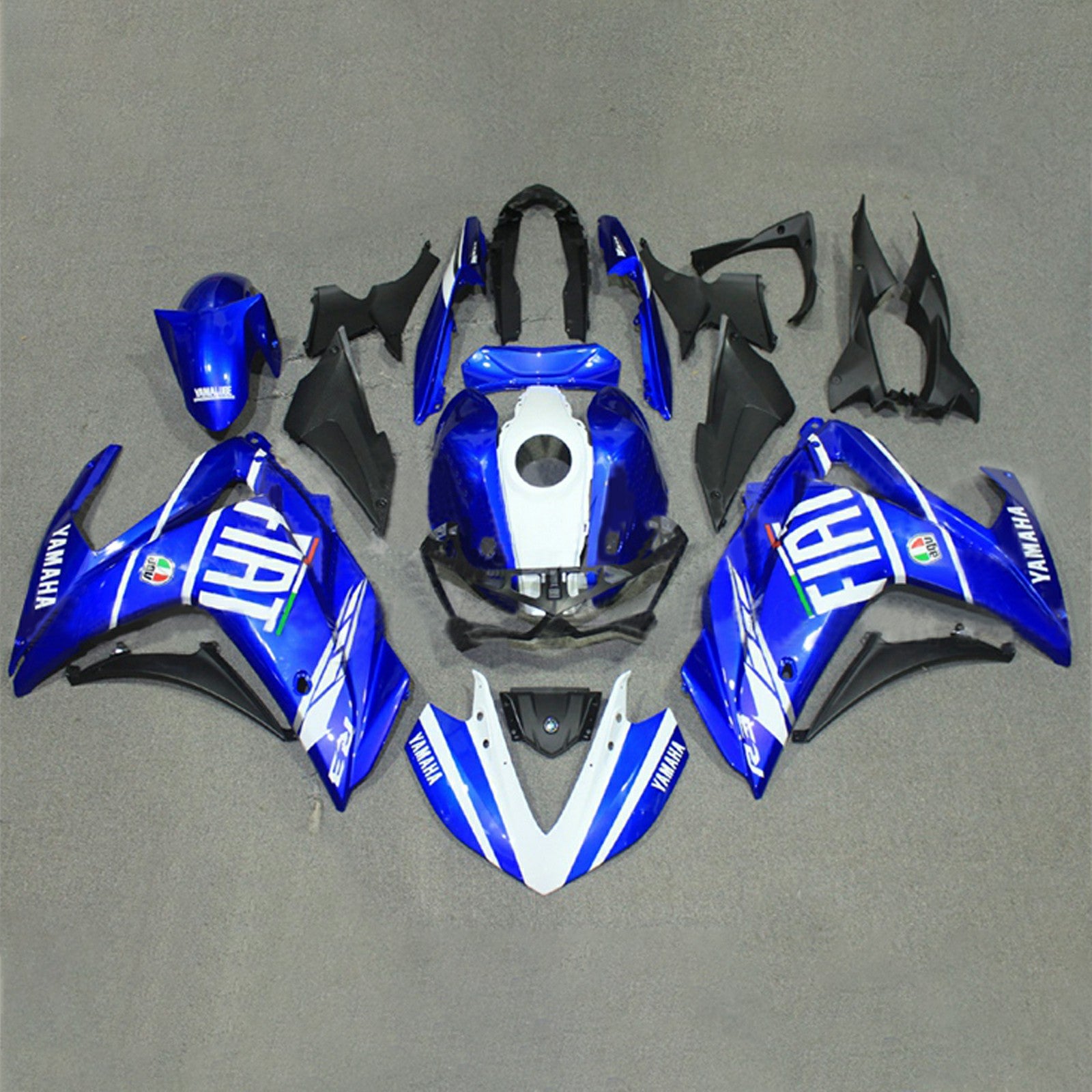 Amotopart YZF-R3 2014-2018 R25 2015-2017 Yamaha Kit carena blu e bianco