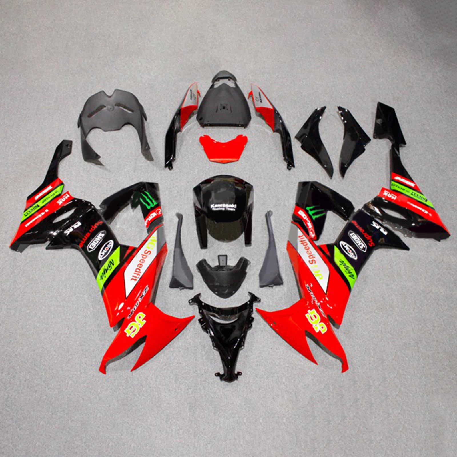 Amotopart 2008-2010 Kawasaki ZX10R Red&Black Style3 Fairing Kit