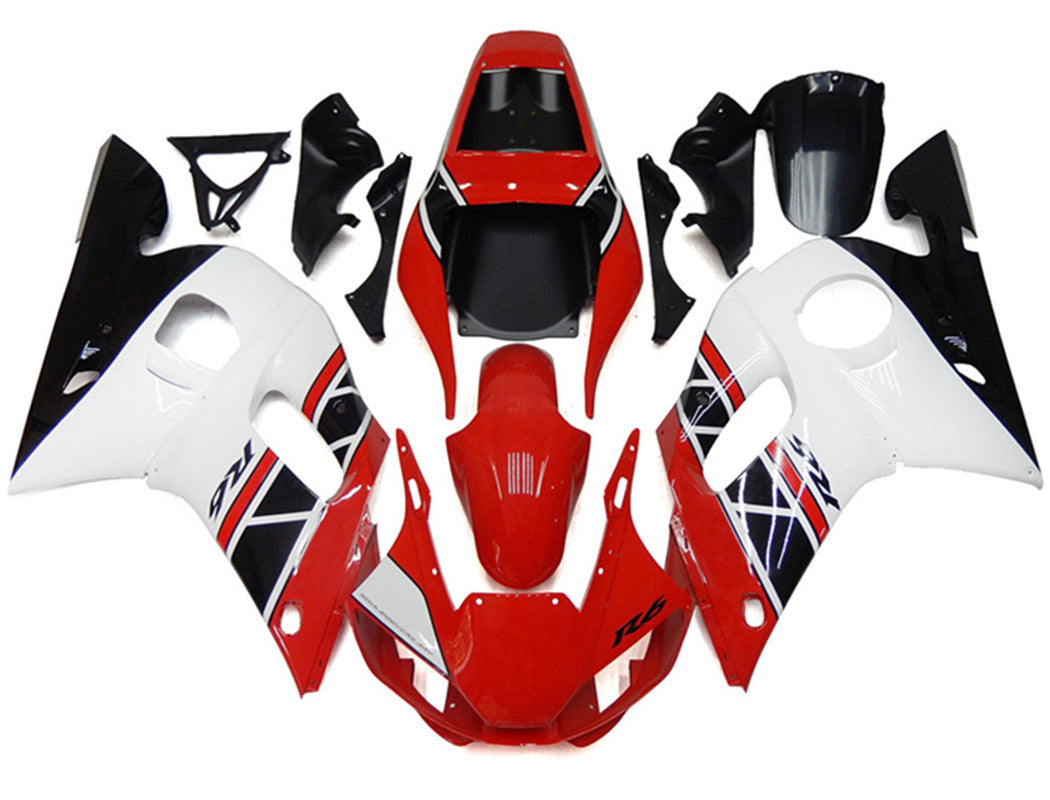 Amotopart Yamaha YZF 600 R6 1998-2002 Kit de carénage rouge et noir Style 6