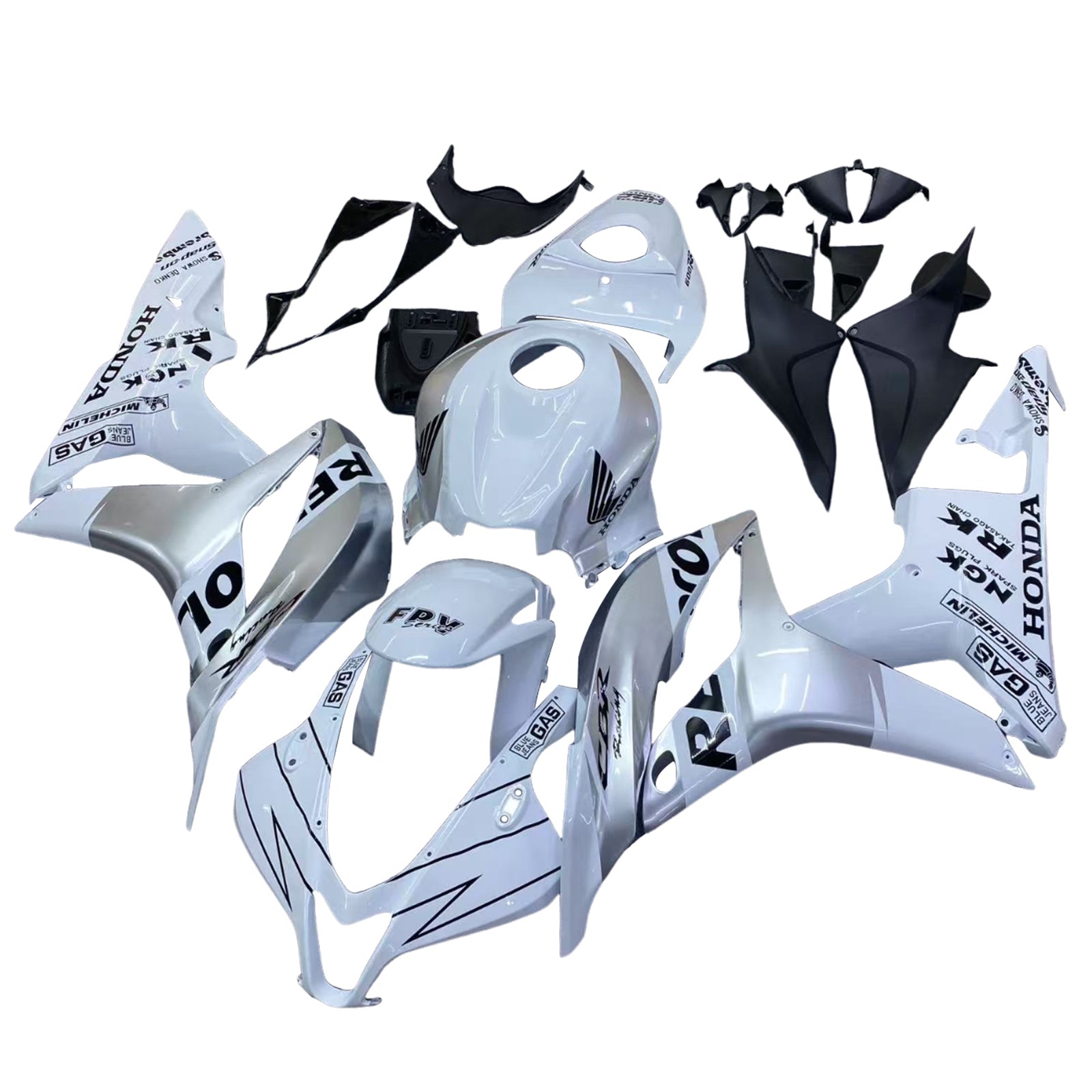 Amotopart 2007-2008 Honda CBR600RR White Silver Fairing Kit