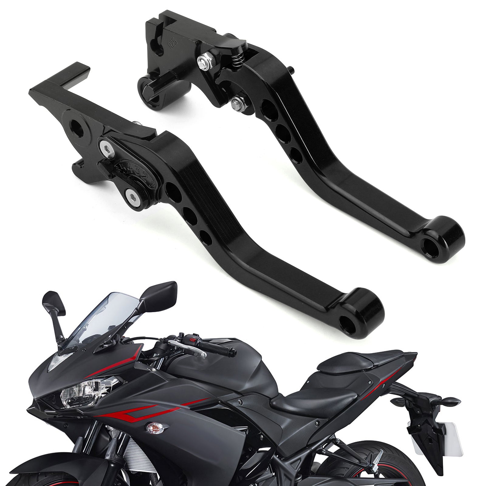 ヤマハ 15-17 YZF R3 MT 03 25 & 14-17 YZF R25 ブレーキ クラッチ レバー シルバー