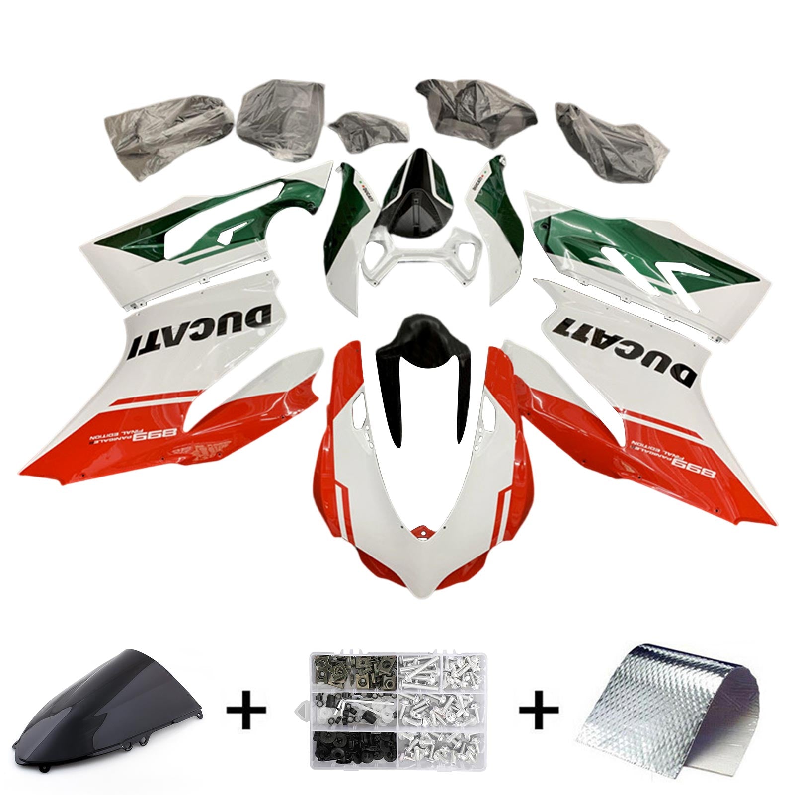 Amotopart 2012-2015 Ducati 1199 899 Kit de carenado rojo y verde