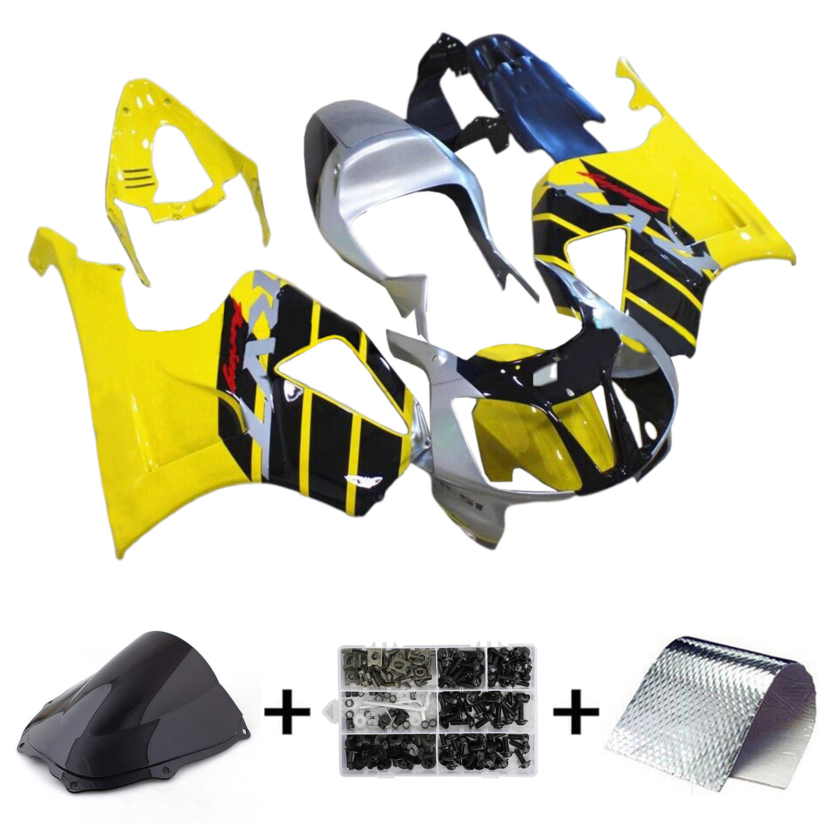 Amotopart 2000-2006 Honda VTR1000 RC51 Kit de carenado amarillo negro