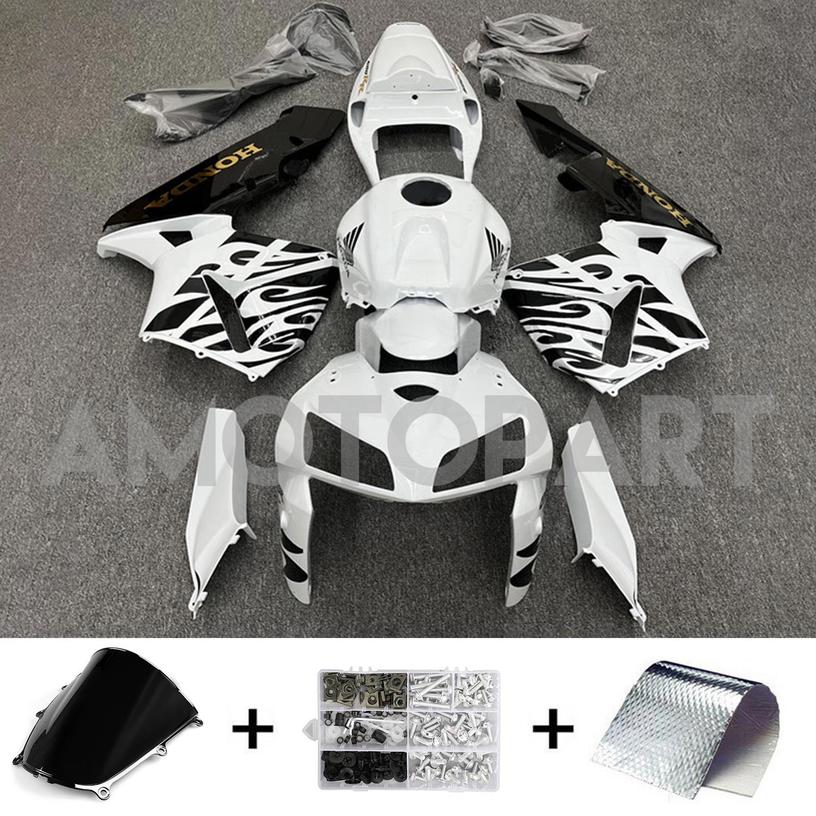 Amotopart 2005-2006 Honda CBR600RR White Black Fairing Kit