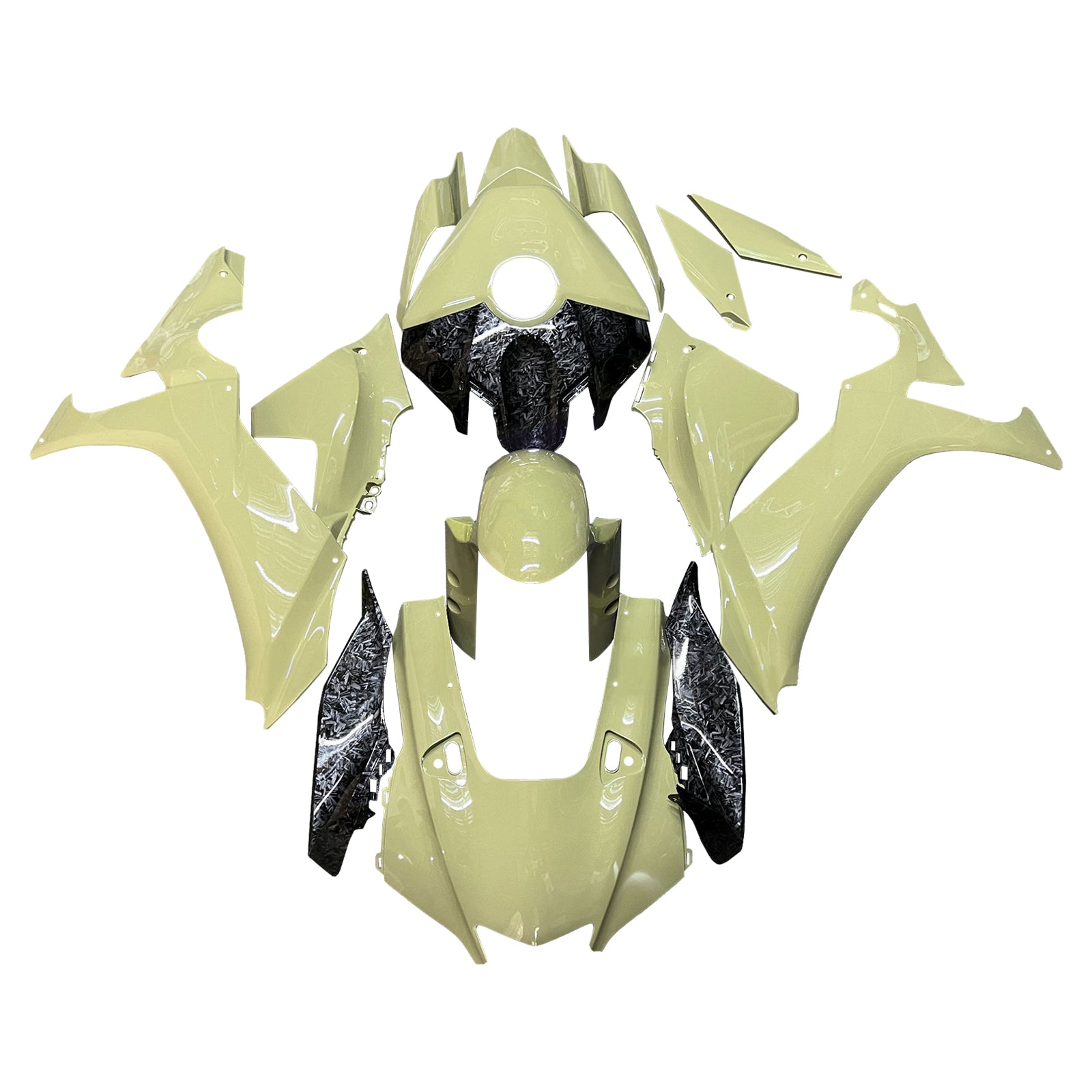 Amotopart 2020-2025 Yamaha YZF-R1 Light Yellow Forged Carbon Fiber Fairing Kit
