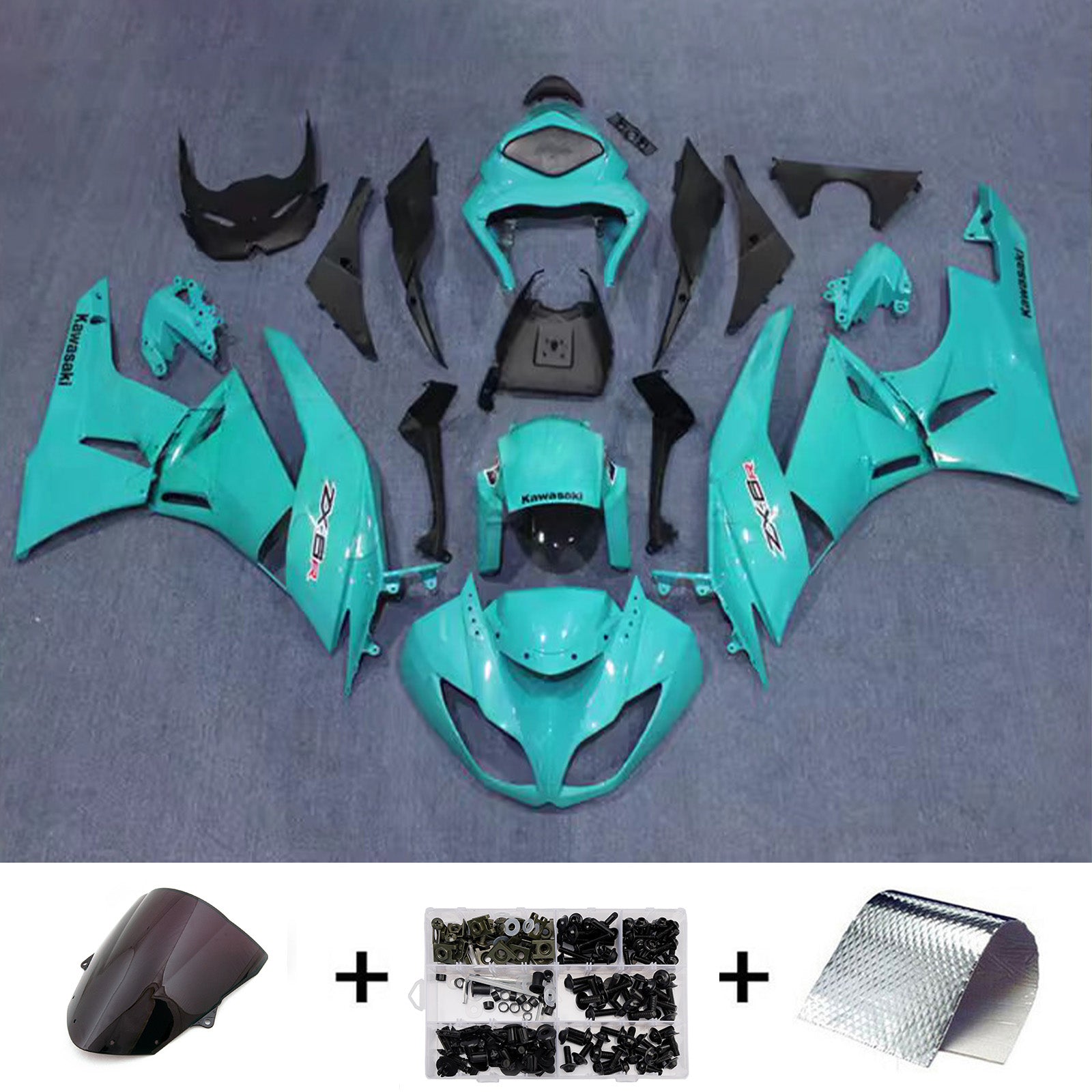 Amotopart 2009-2012 Kawasaki ZX6R 636 Blue Fairing Kit