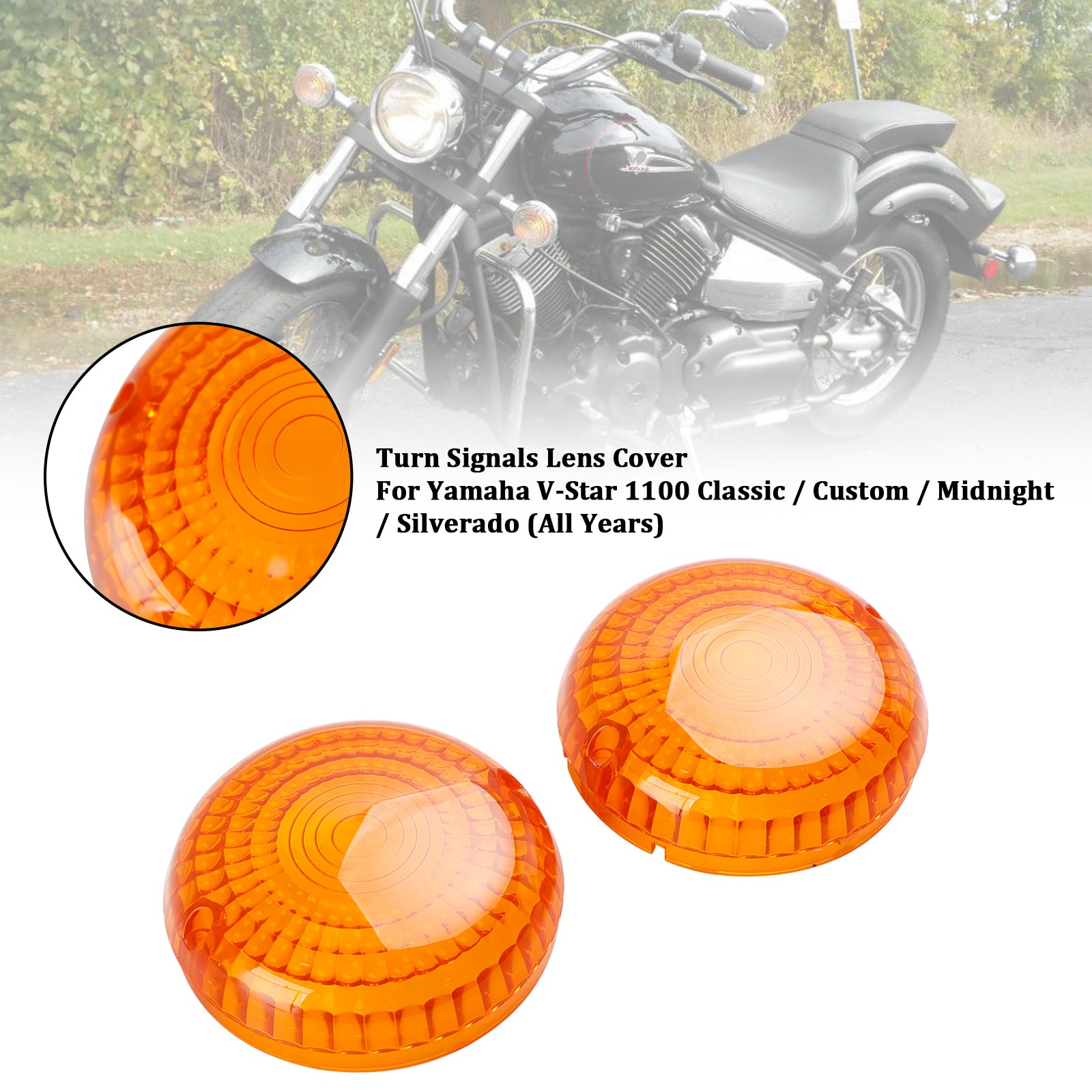 Yamaha V-Star1100 XVS650 Road Star Amber Front/Rear Turn Signals Lens Cover