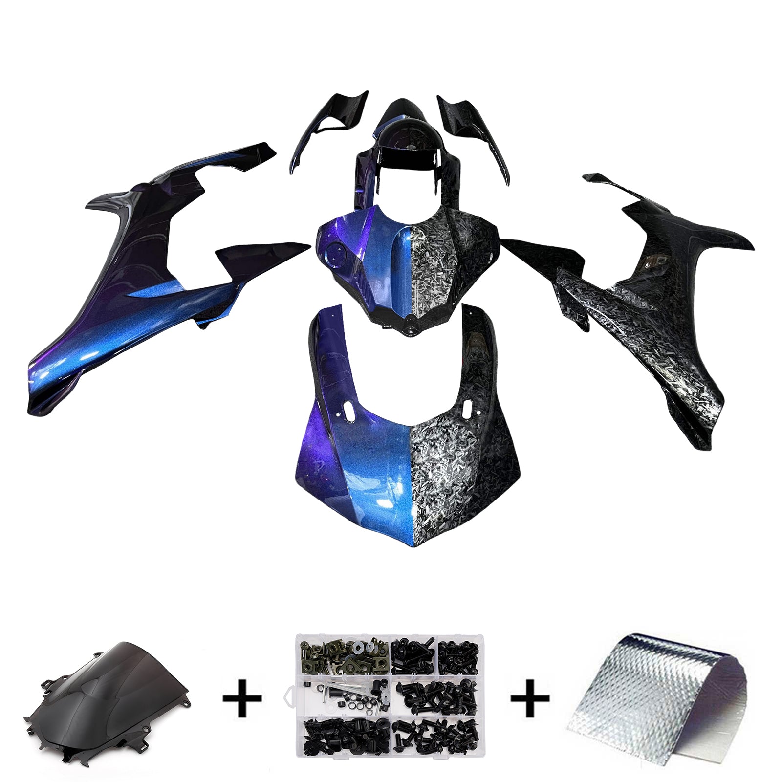 Amotopart 2015-2019 Yamaha  YZF-R1 Blue & Purple Forged Carbon Fiber Pattern
Fairing Kit