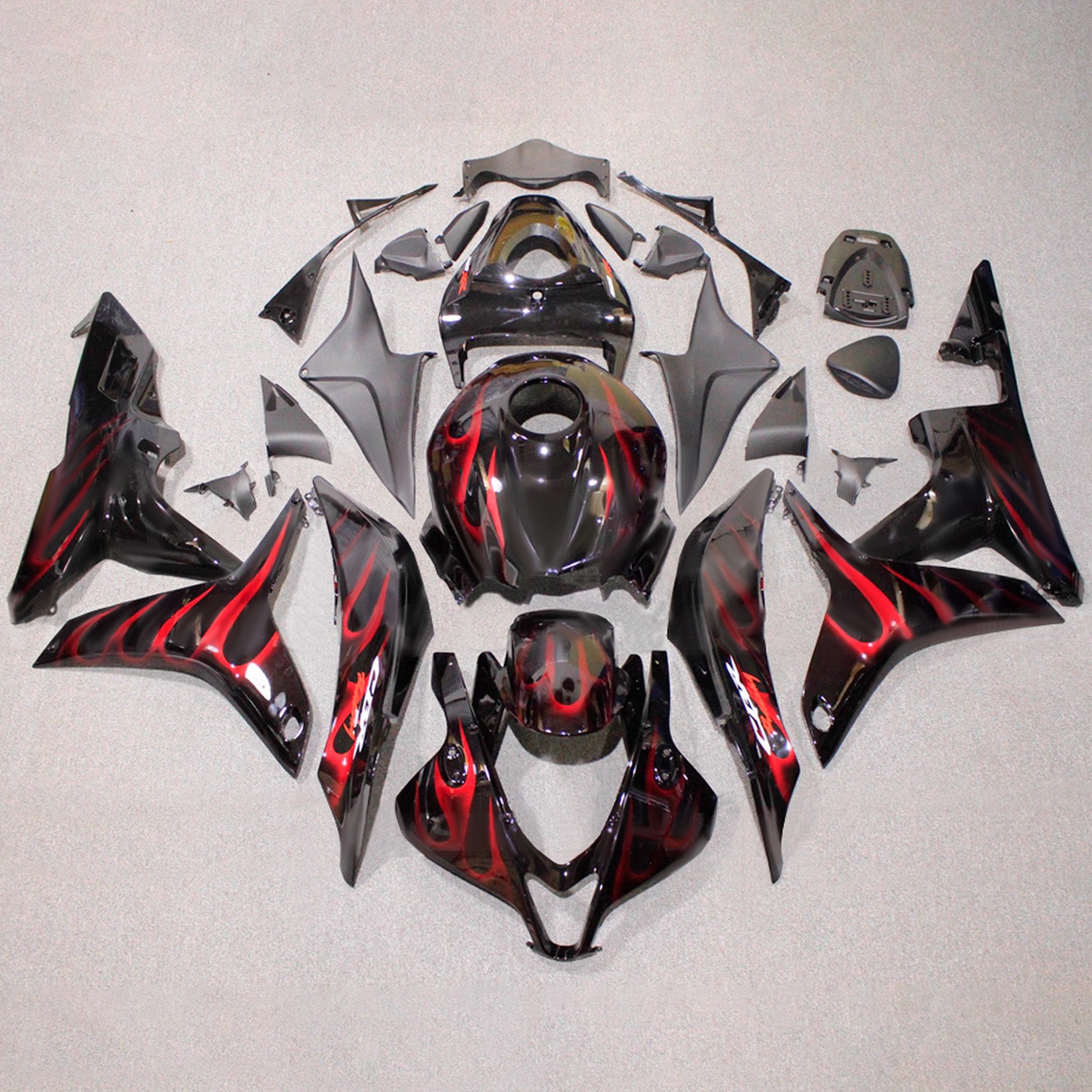 Amotopart 2007-2008 Honda CBR600RR zwart-rode vlammen kuipset