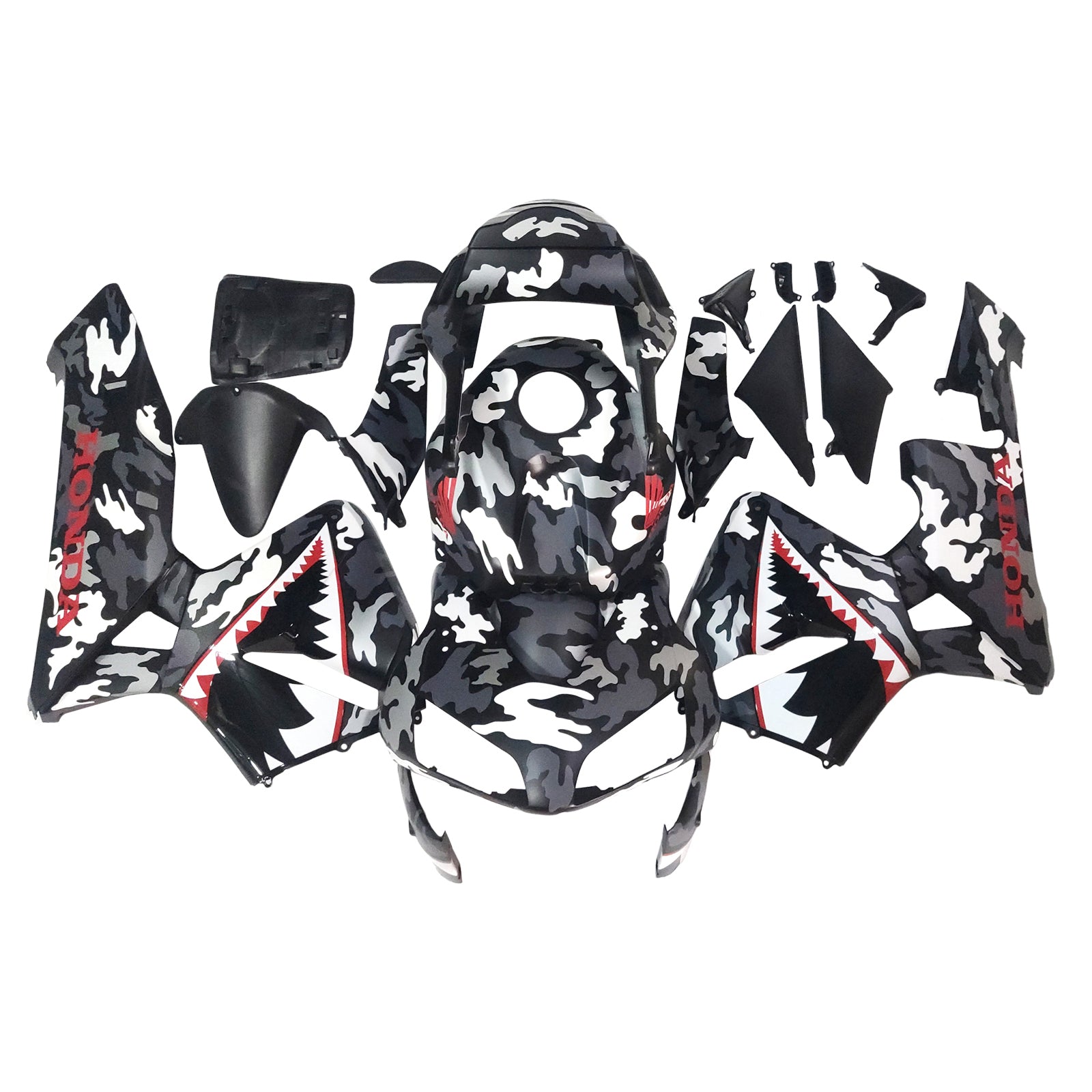 Amotopart 2003-2004 Honda CBR600RR Black White Shark Fairing Kit