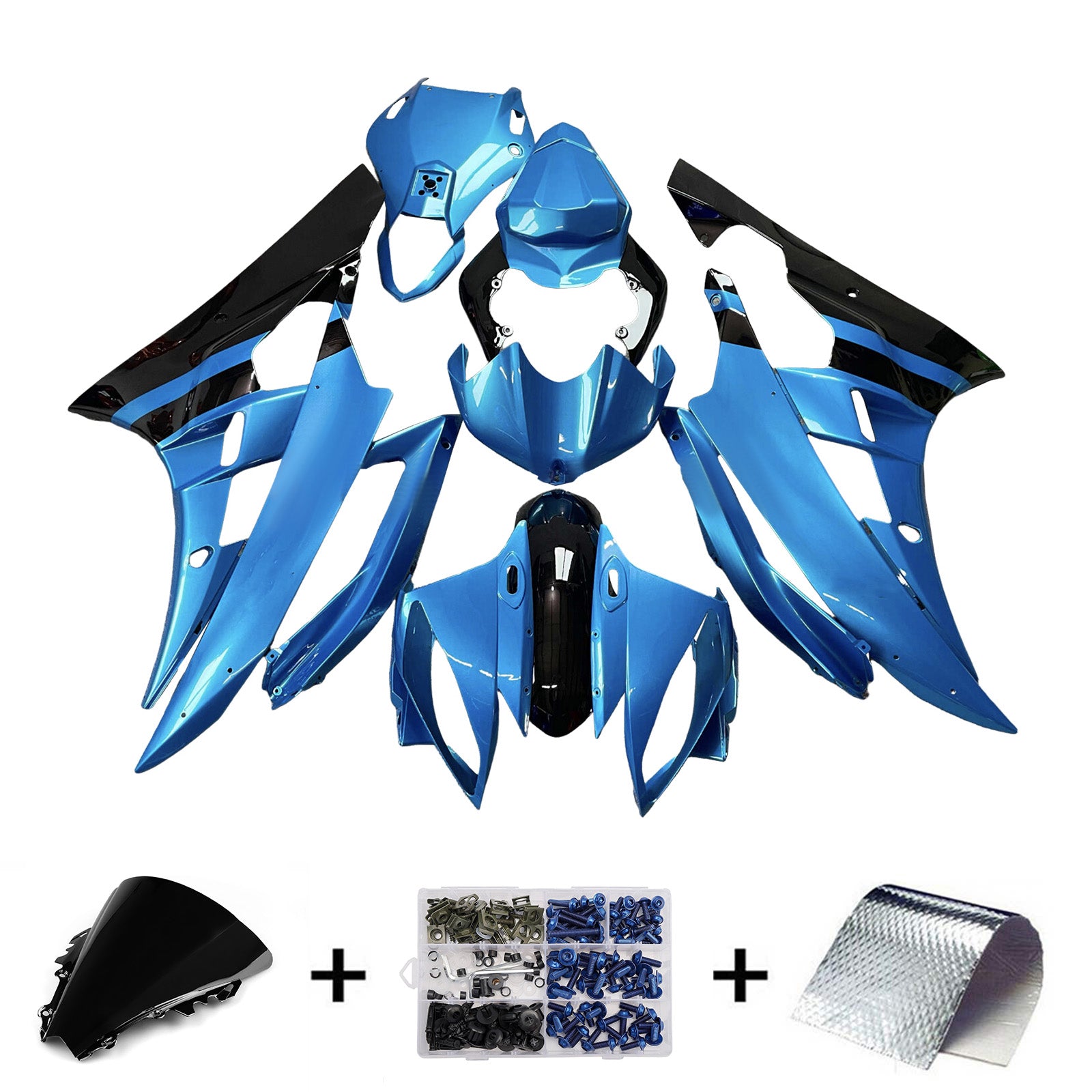 Amotopart 2006-2007 Yamaha YZF-R6 Blue Black Fairing Kit