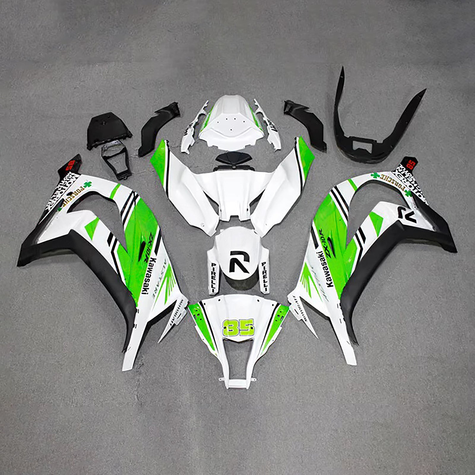 Amotopart 2011-2015 Kawasaki ZX10R Green White Black Fairing Kit