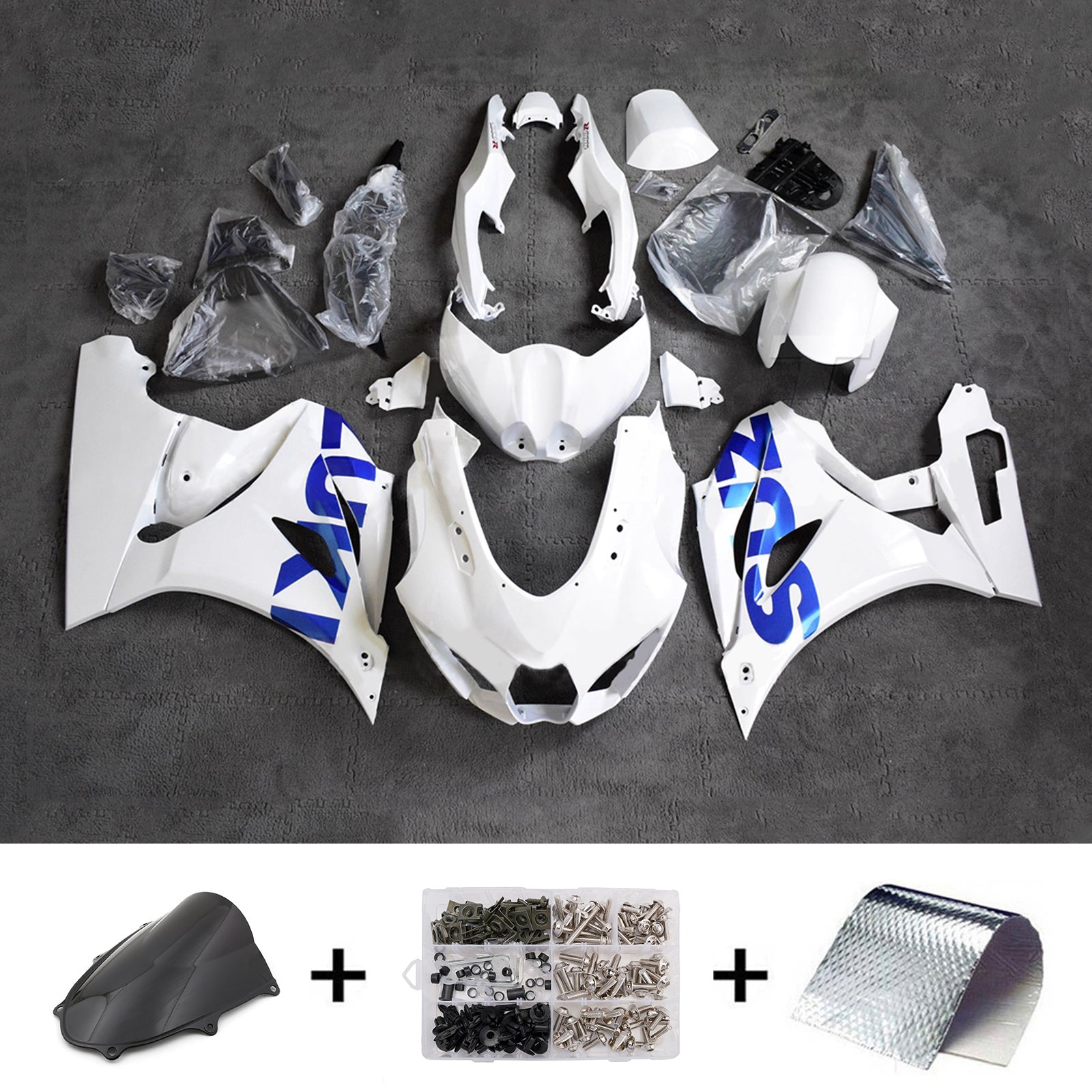 Amotopart 2017-2025 Suzuki GSXR1000 witblauwe kuipset