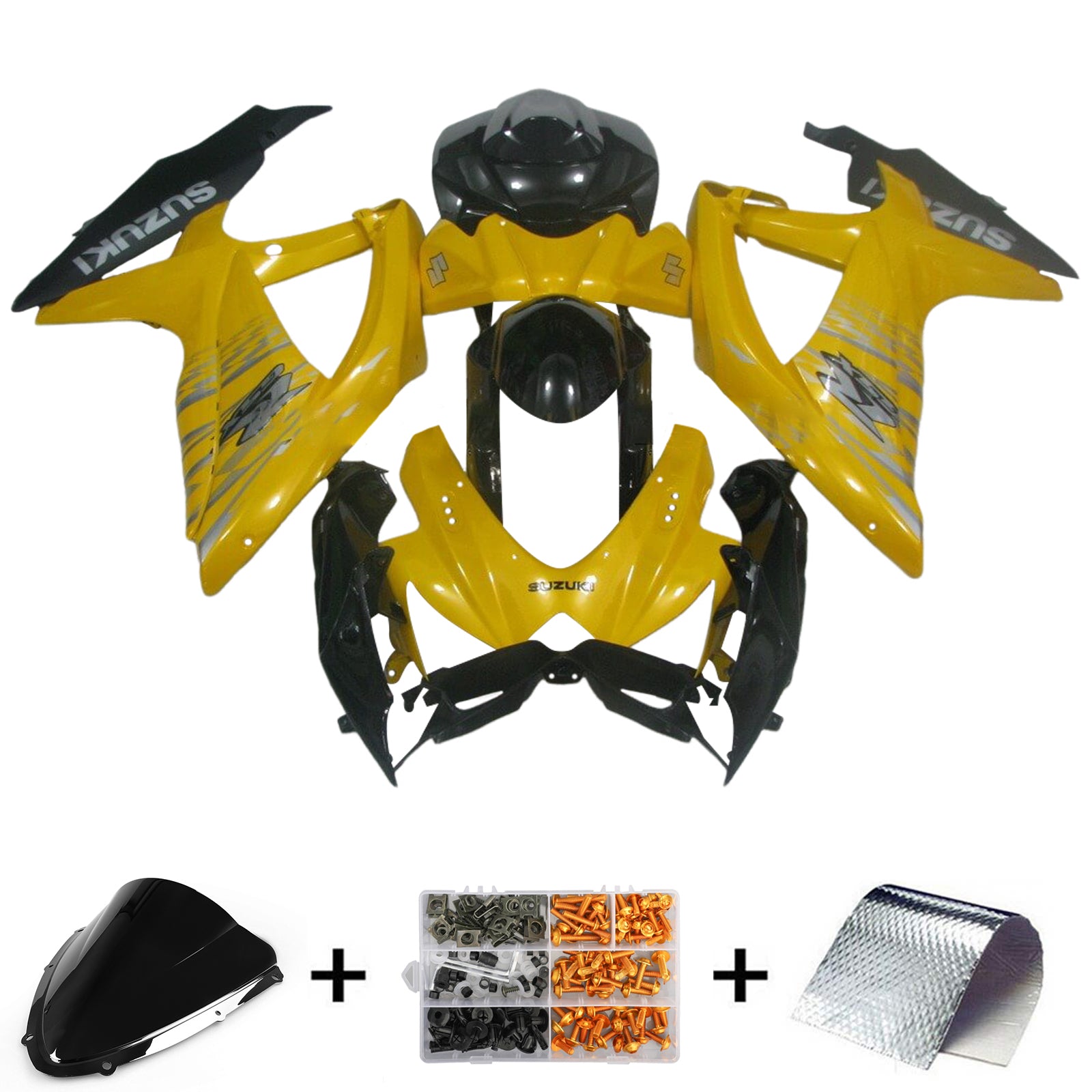 Amotopart 2008-2010 K8 GSXR 600/750 Suzuki Yellow&Black Fairing Kit