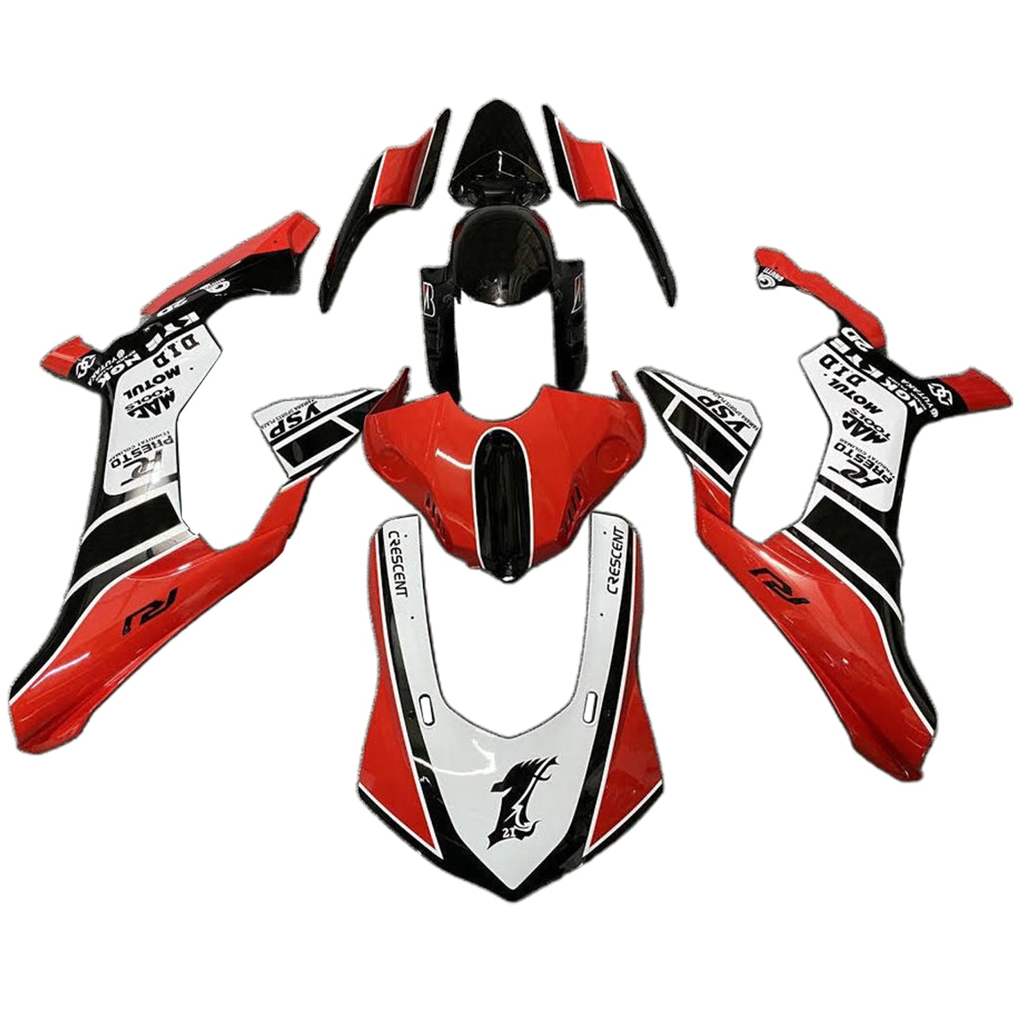 Amotopart 2020-2024 Yamaha YZF R1 Kit de carénage noir rouge blanc