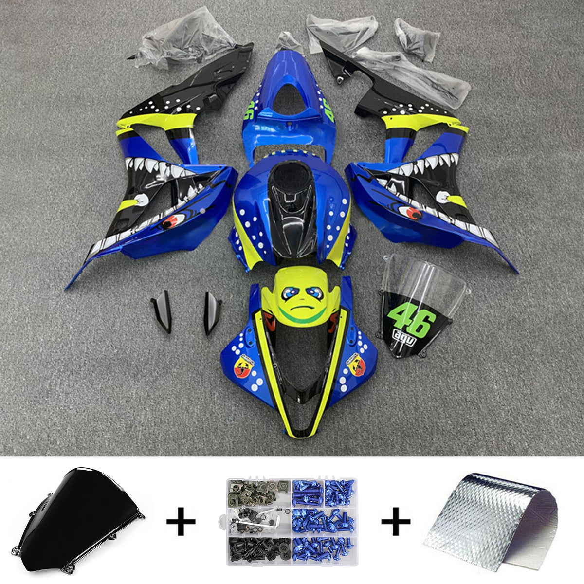 Kit carena Amotopart 2007-2008 Honda CBR600RR giallo blu