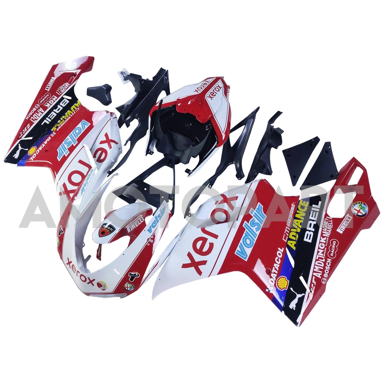 Amotopart All Years Ducati 1098/1198/848 Red White Fairing Kit