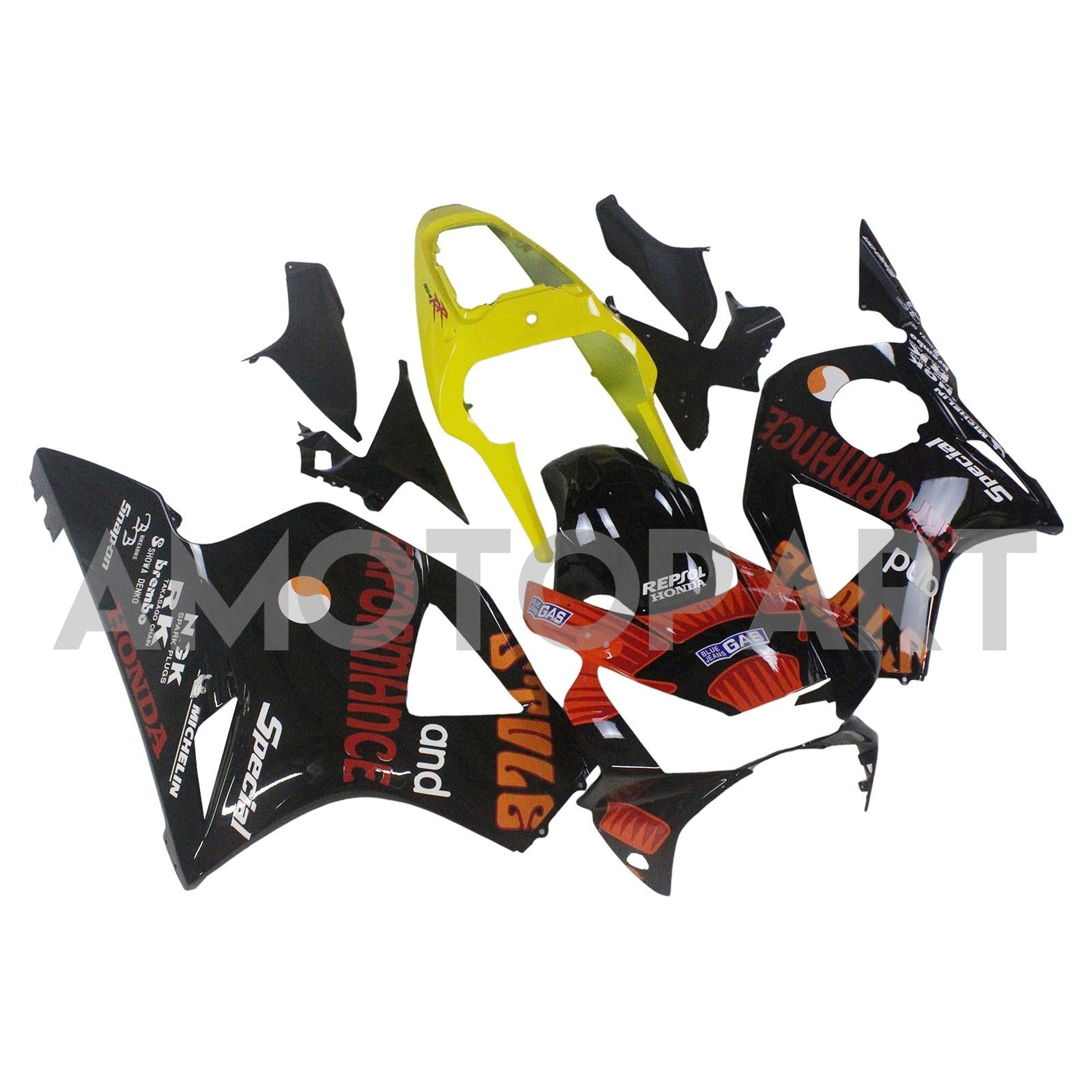 Amotopart 2002-2003 Honda CBR954 Black Yellow Fairing Kit