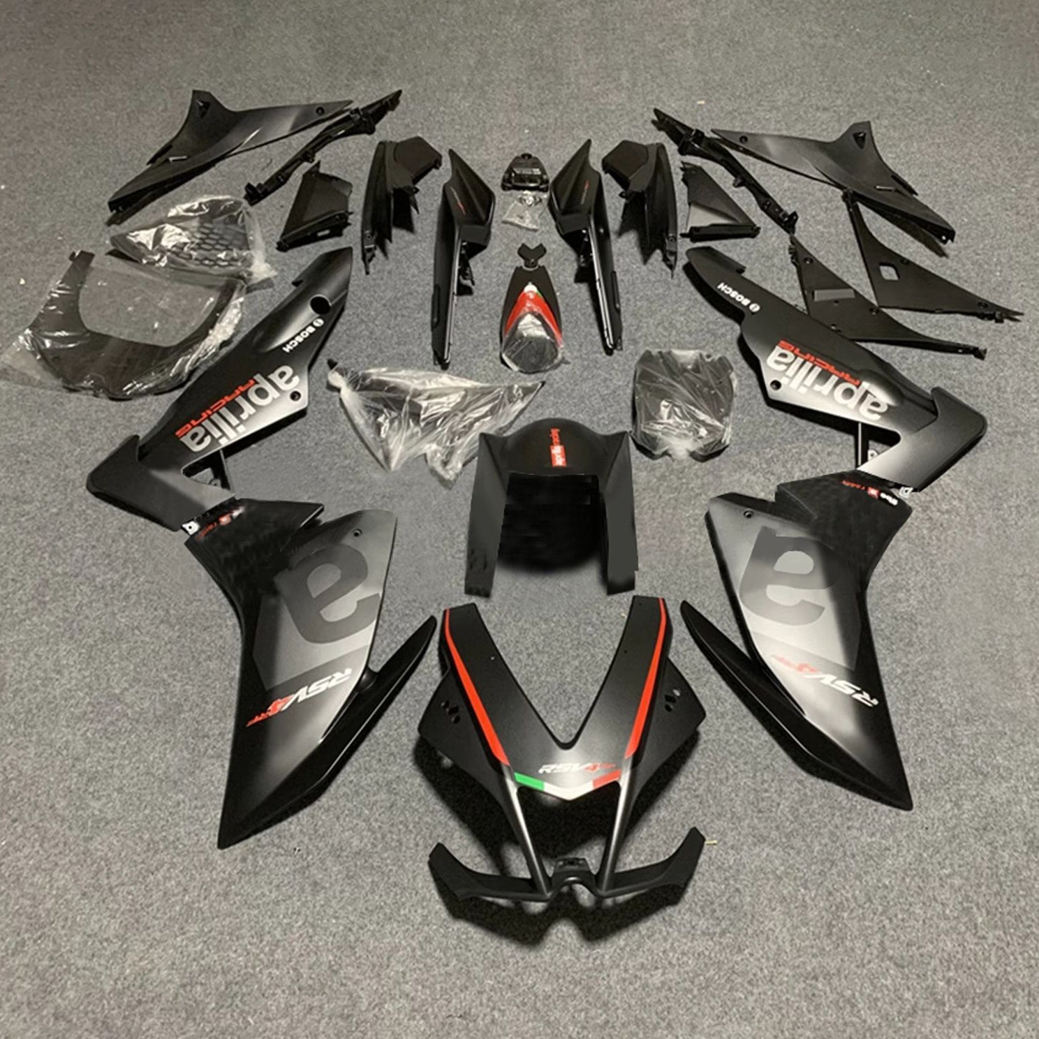 Amotopart Verkleidungssatz für Aprilia RSV4 1000, mattschwarz, 2009–2015