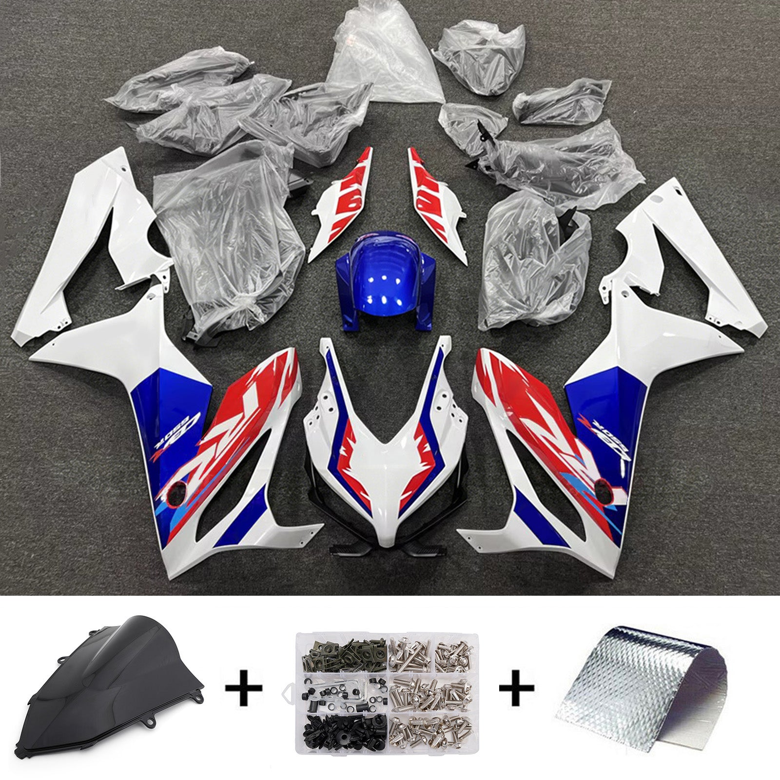 Amotopart 2019-2020 Honda CBR650R White/Red/Blue Fairing Kit