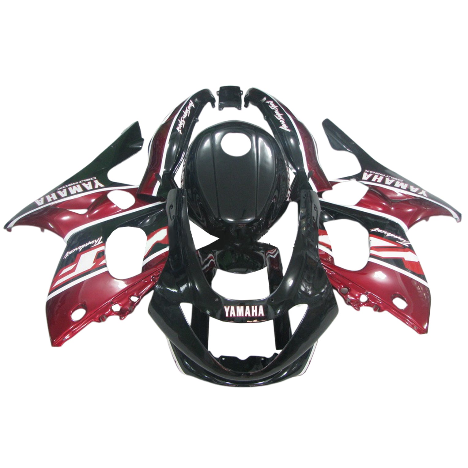 Amotopart 1996-2007 Yamaha YZF 600R Thundercat Kit de carénage noir rouge foncé