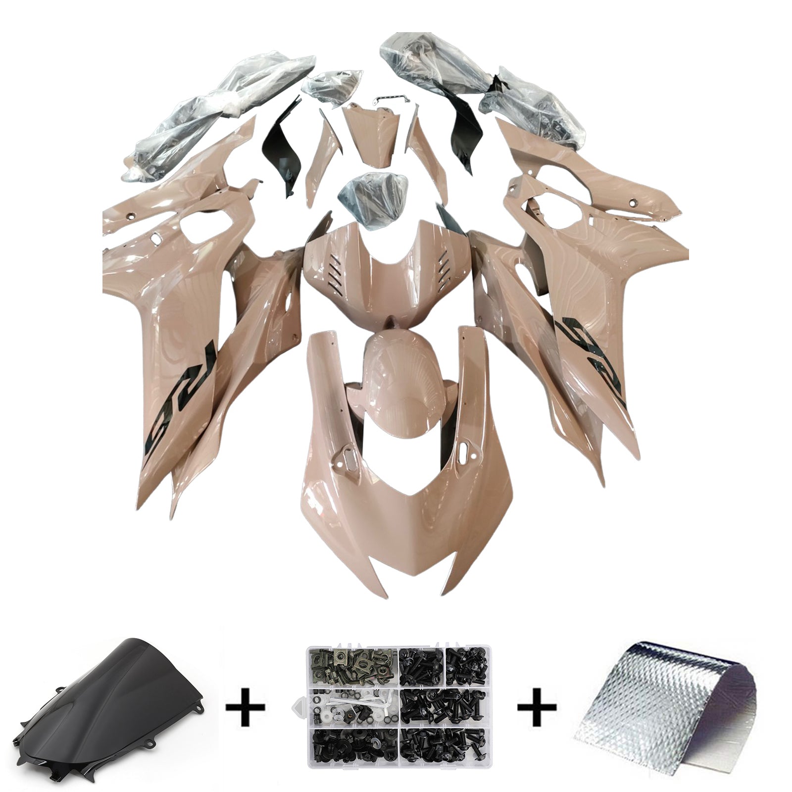 Amotopart 2017-2023 Yamaha YZF R6 Black Warm Beige Fairing Kit