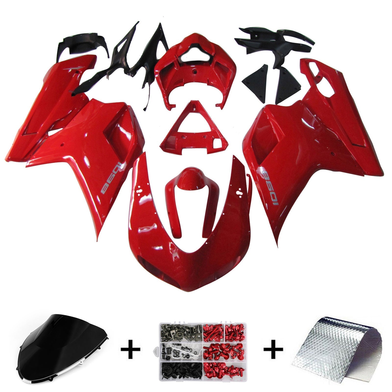 Amotopart Todos los Años Ducati 1098 Kit de Carenado Rojo