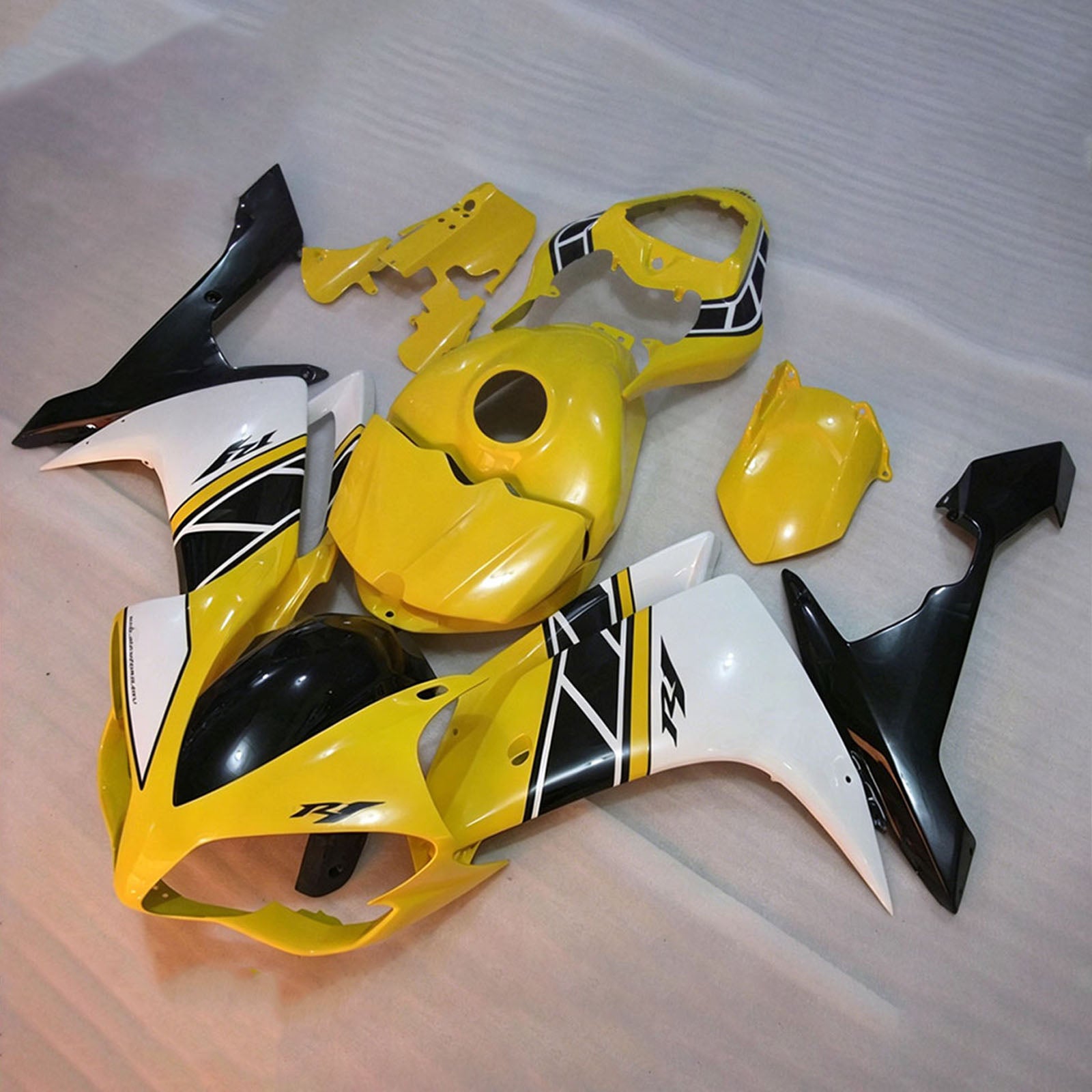 Amotopart 2007-2008 Yamaha YZF 1000 R1 geel/witte kuipset