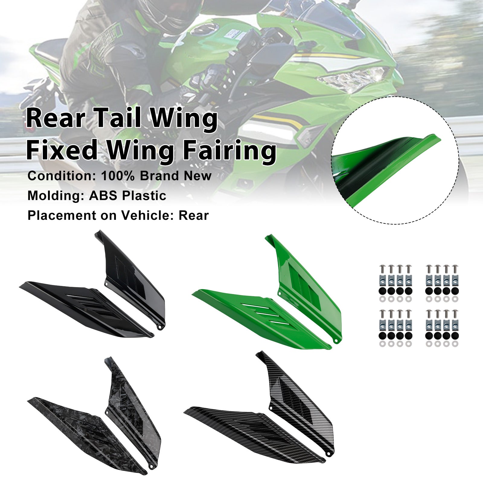 Kawasaki NINJA ZX-4R ZX-4RR 2023-2025 Rear Tail Wing Fixed Wing Fairing