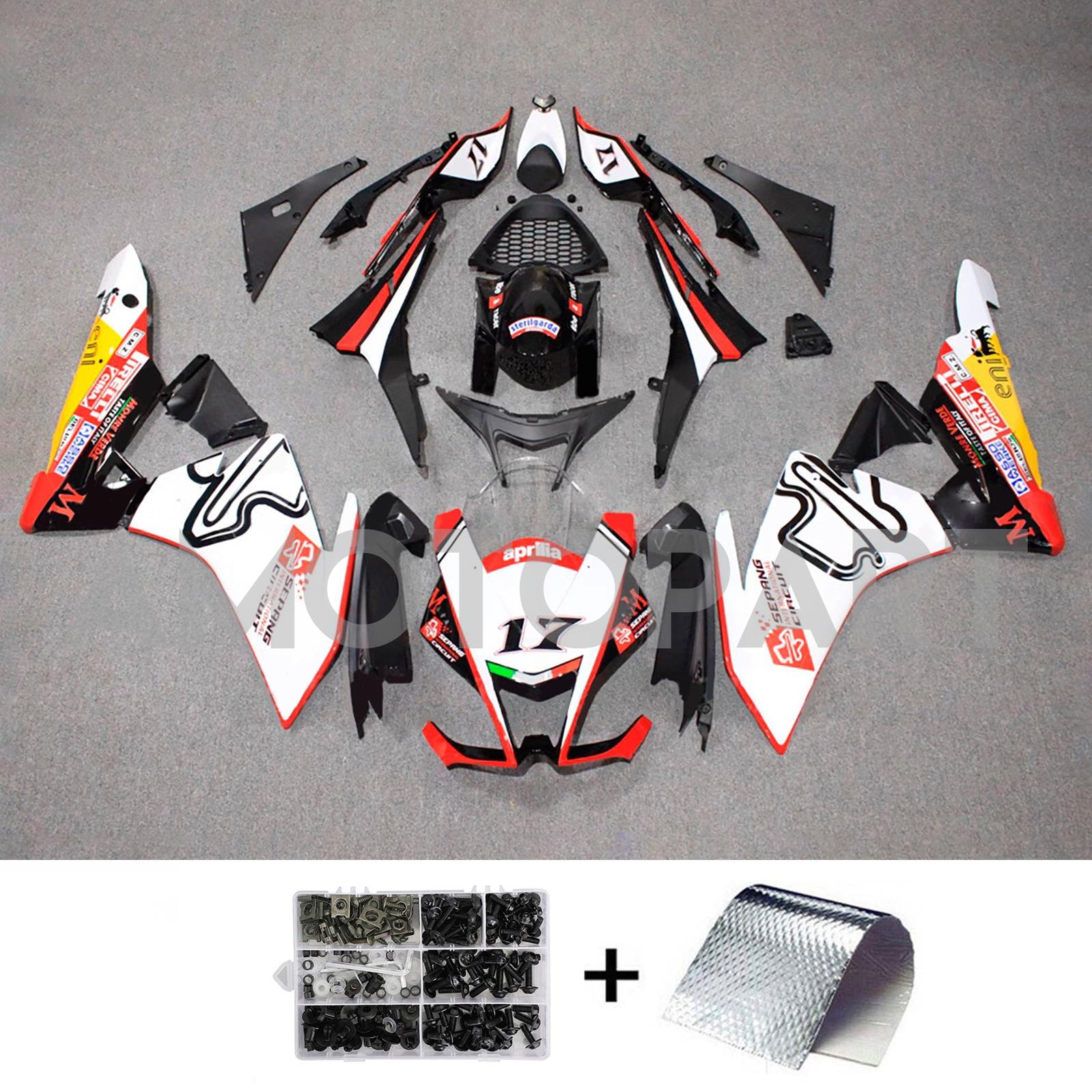 Amotopart 2009-2015 Aprilia RSV4 1000 White Red Yellow Black Fairing Kit