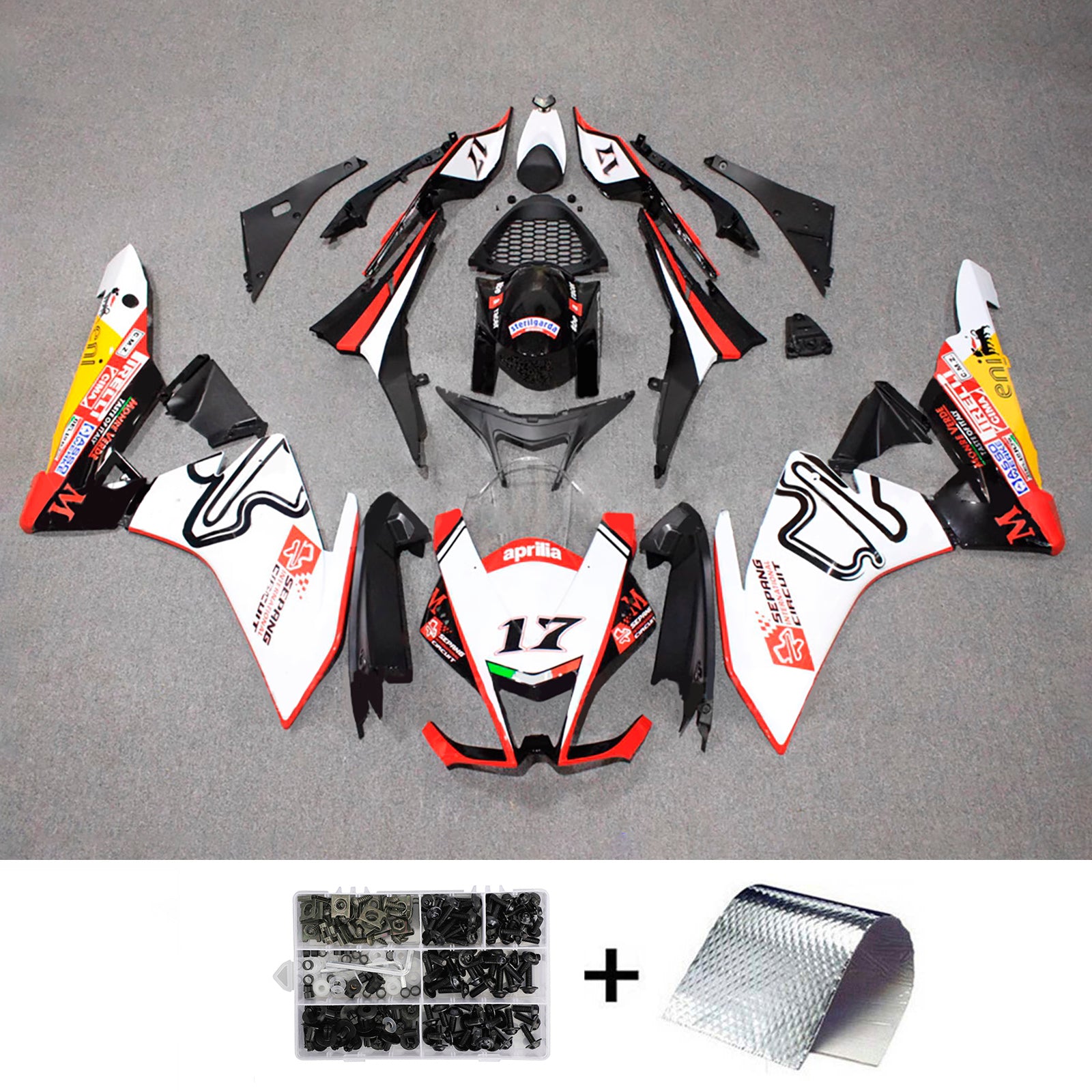 Amotopart 2009-2015 Aprilia RSV4 1000 White Red Yellow Black Fairing Kit