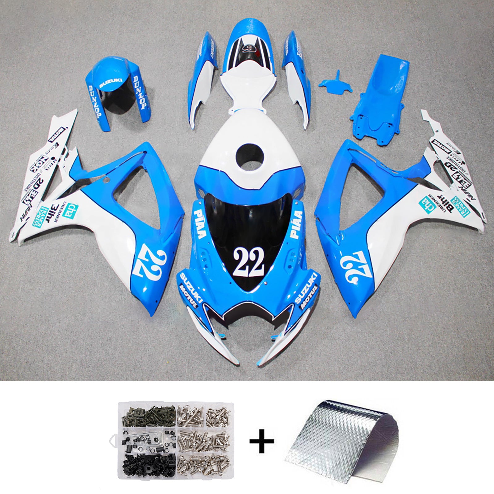 Amotopart 2006-2007 Suzuki GSXR 600/750 Glossy Blue White Fairing Kit
