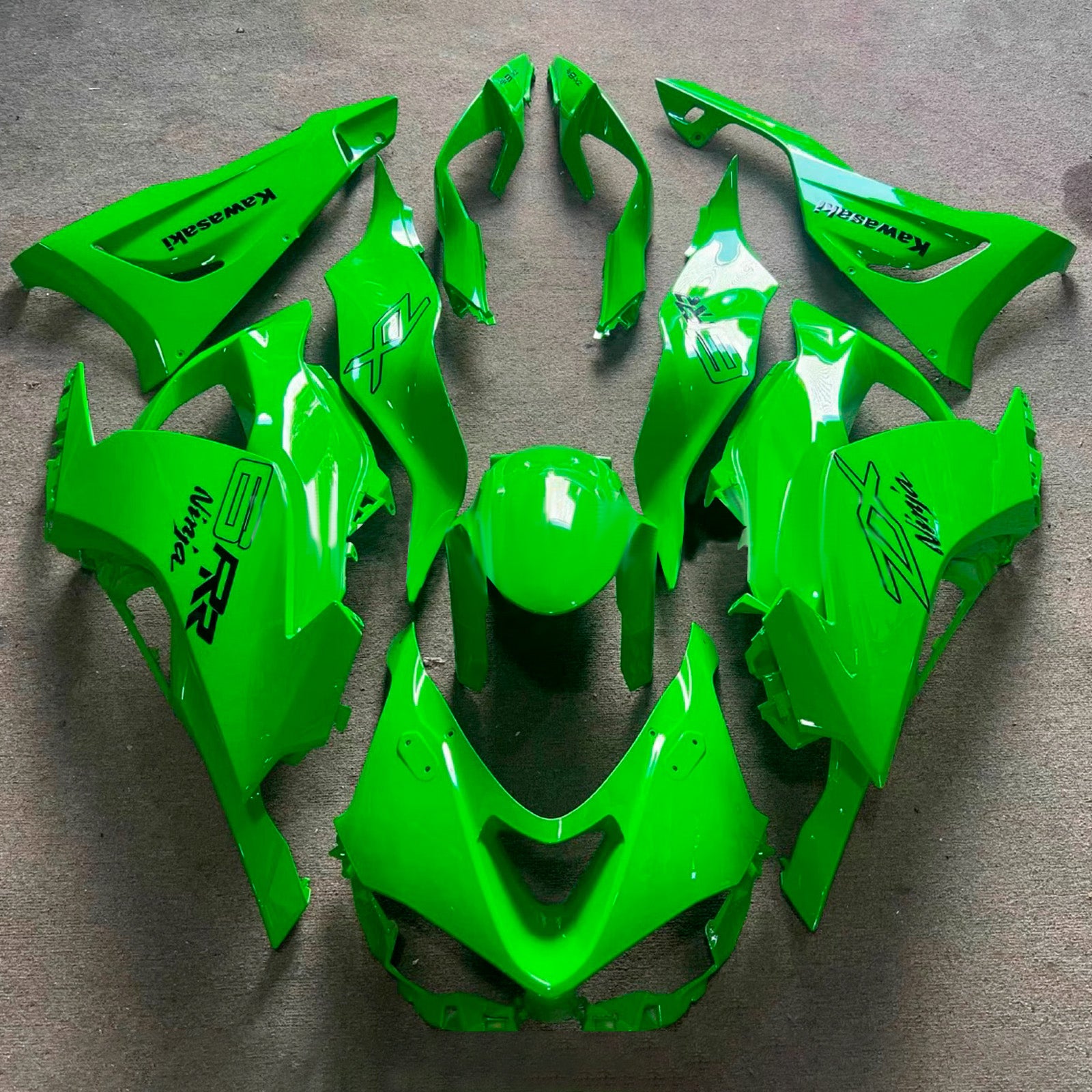 Amotopart 2024-2026 Kawasaki ZX-6R 光沢のあるグリーン フェアリング