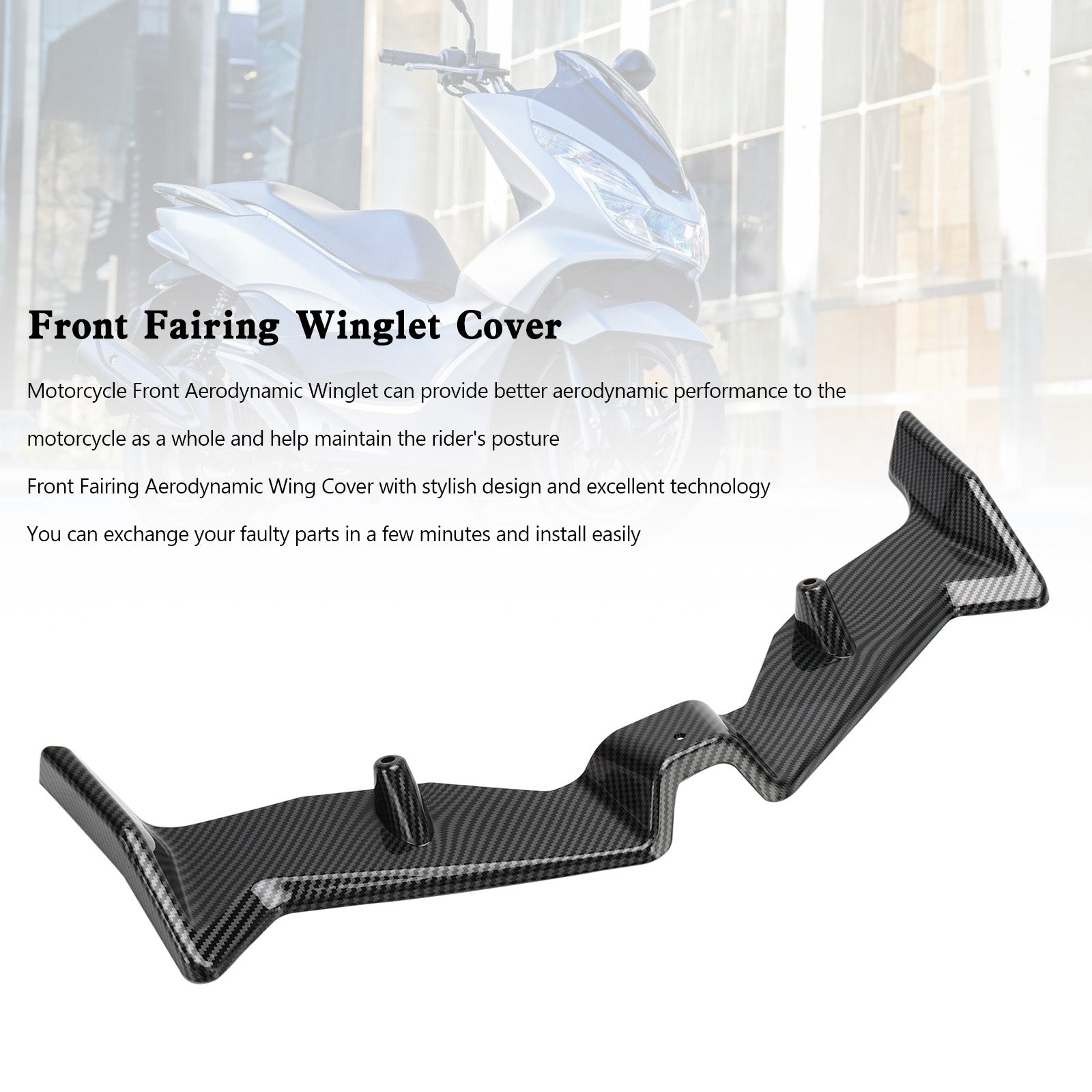 21-23 Honda Pcx125 Pcx160 Front Fairing Aerodynamic Winglet Cover Durable