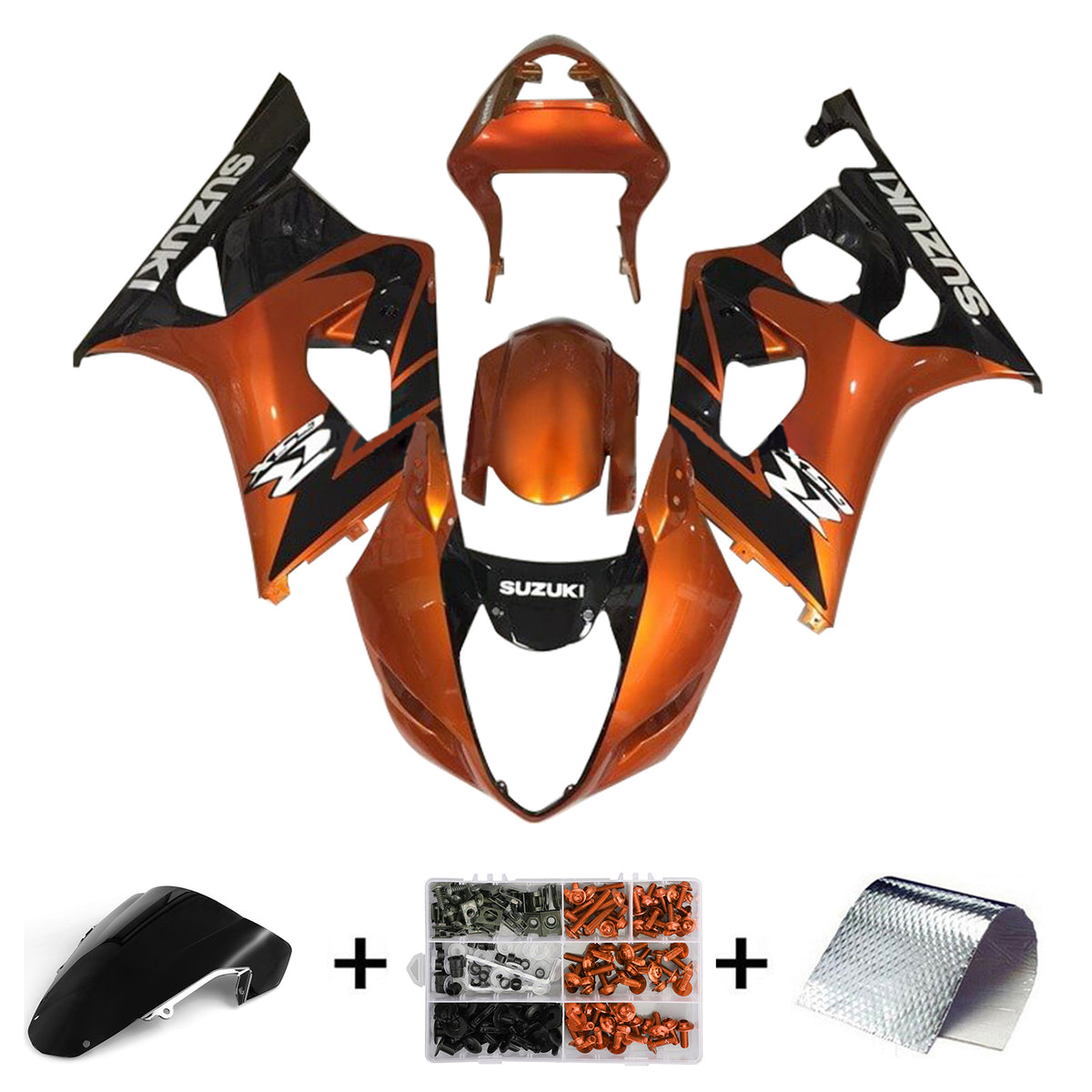 Amotopart 2003-2004 K3 GSXR1000 Suzuki Kit de carénage orange brillant et noir