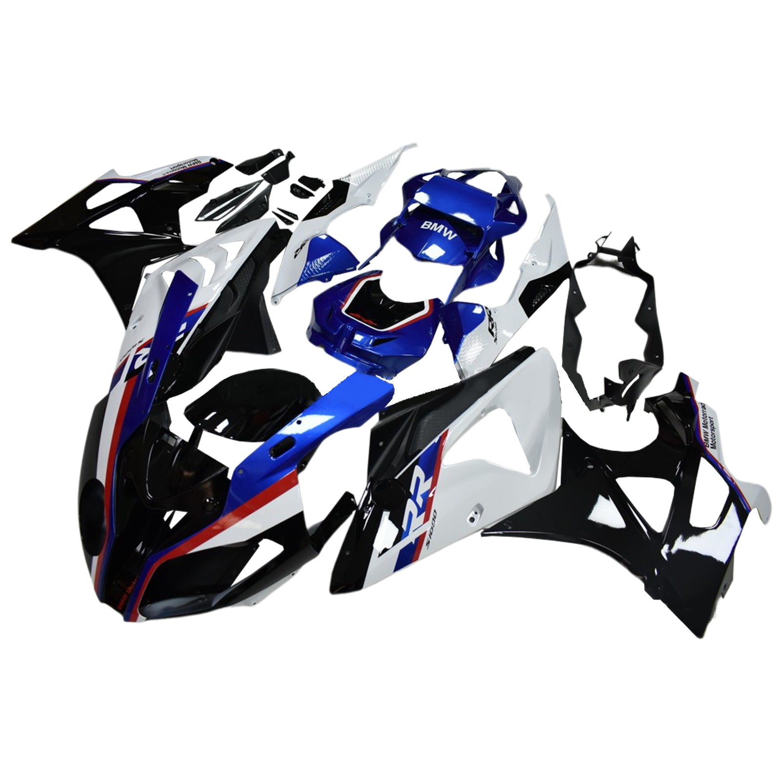 Amotopart BMW S1000RR 2009-2014 Kit de carénage bleu et noir