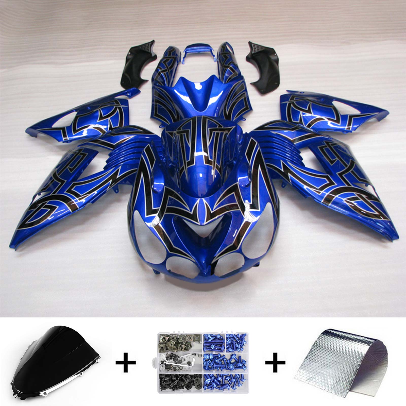 Amotopart 2006-2011 Kawasaki ZX14R Blue Style1 Fairing Kit