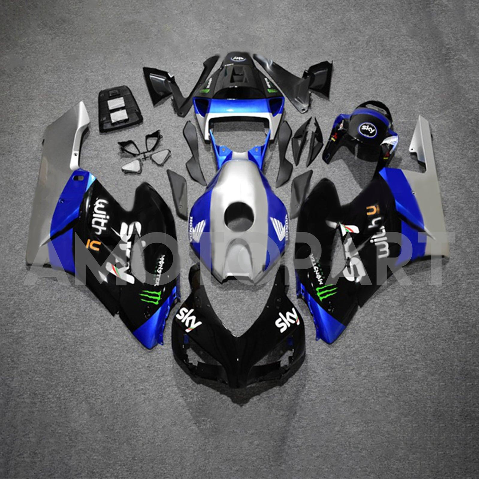 Amotopart 2004-2005 Honda CBR1000RR Blue&Silver with Monster Logo Fairing Kit