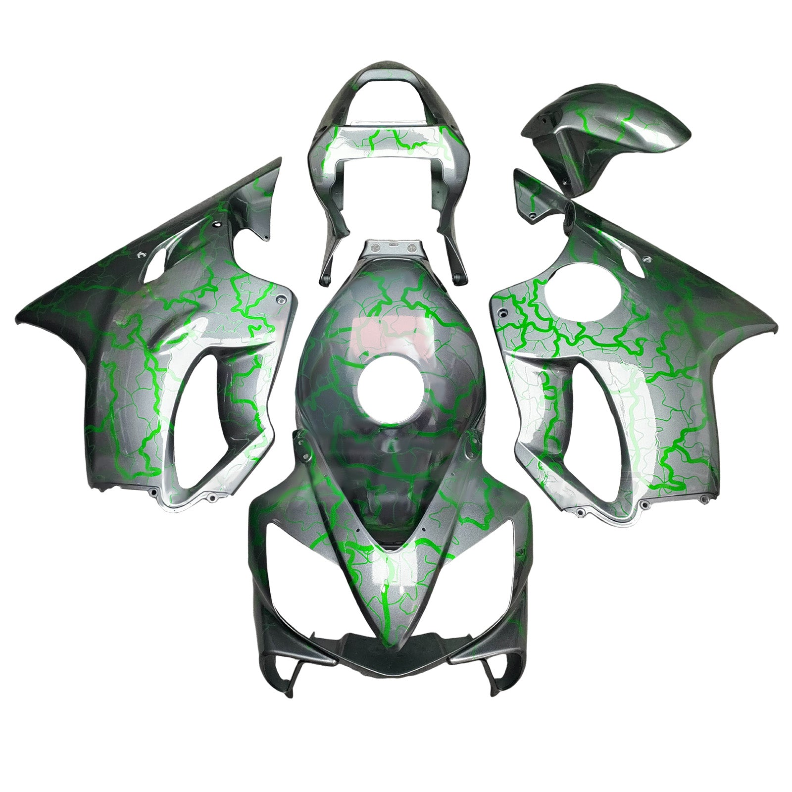 Amotopart 2001-2003 Honda CBR600 F4i Grey Green Line Fairing Kit