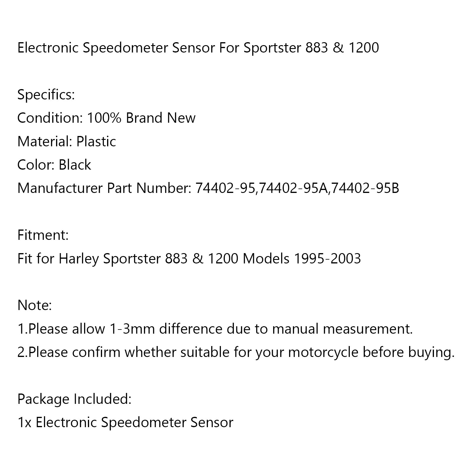 Electronic Speedometer Sensor 5/6 Speed Transmission for 74402-95 Sportster 883