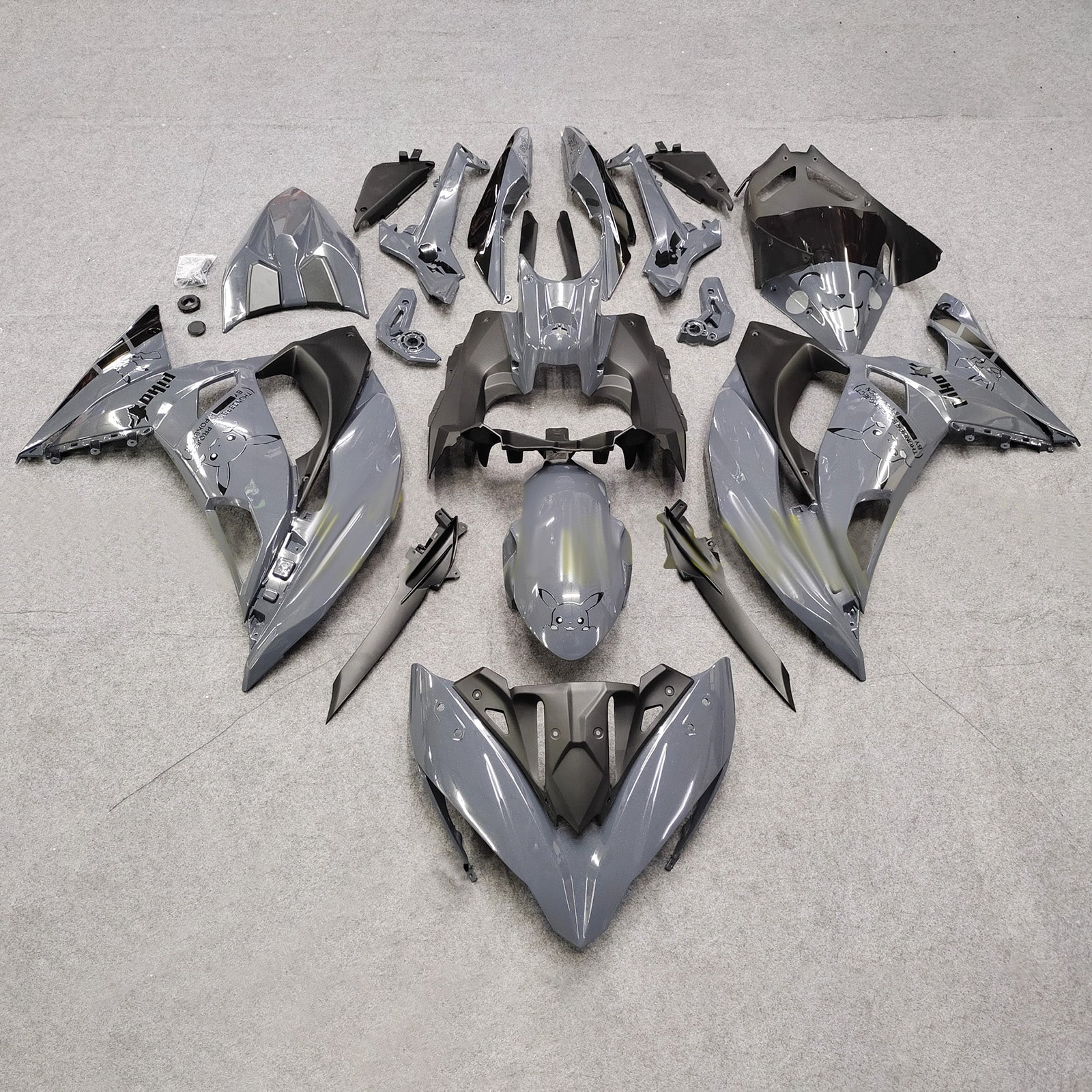 Amotopart 2017-2019 Kawasaki ER6F/Ninja650R Gray Black Fairing Kit