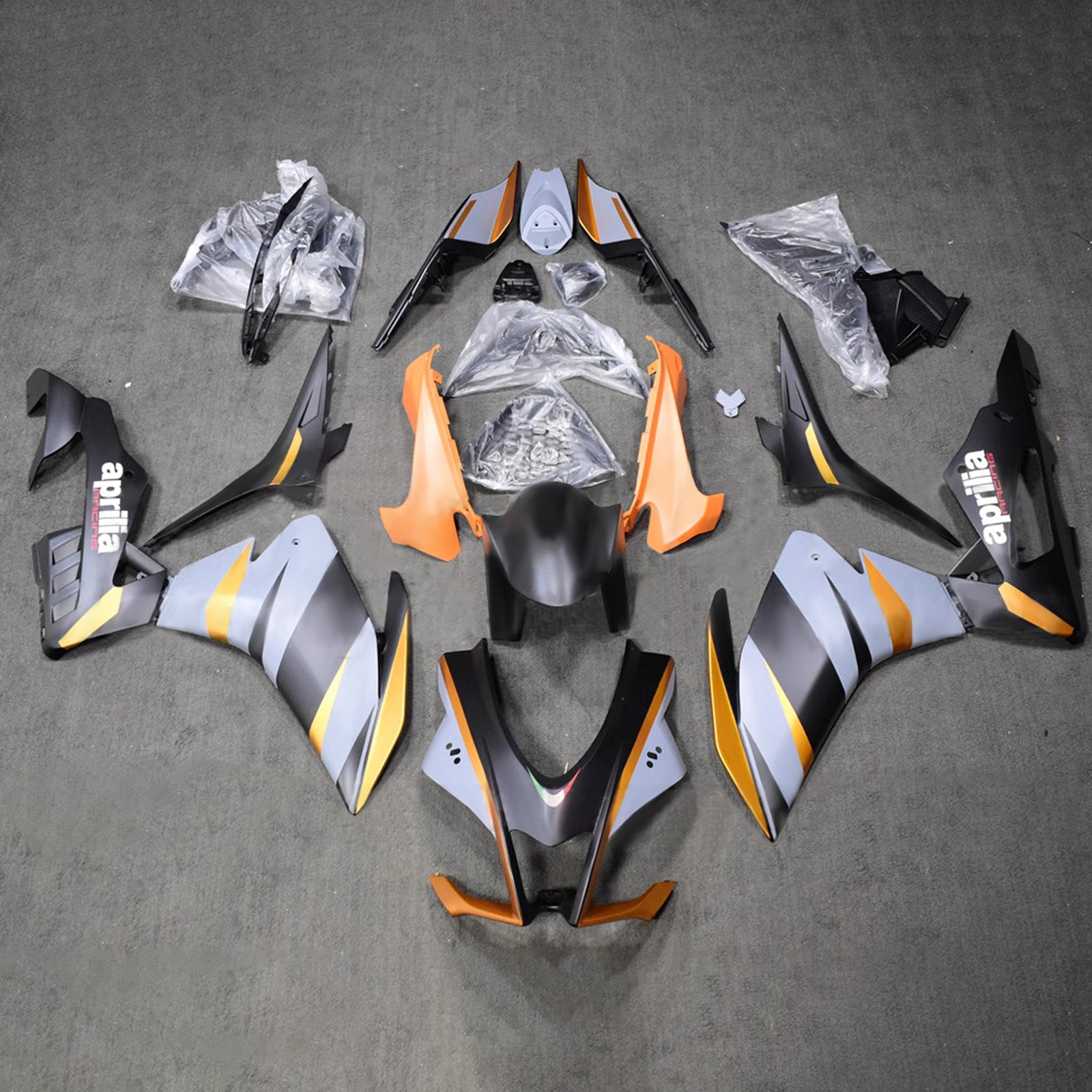 Amotopart 2016-2020 Aprilia RSV4 1000 Orange Gray Black Fairing Kit