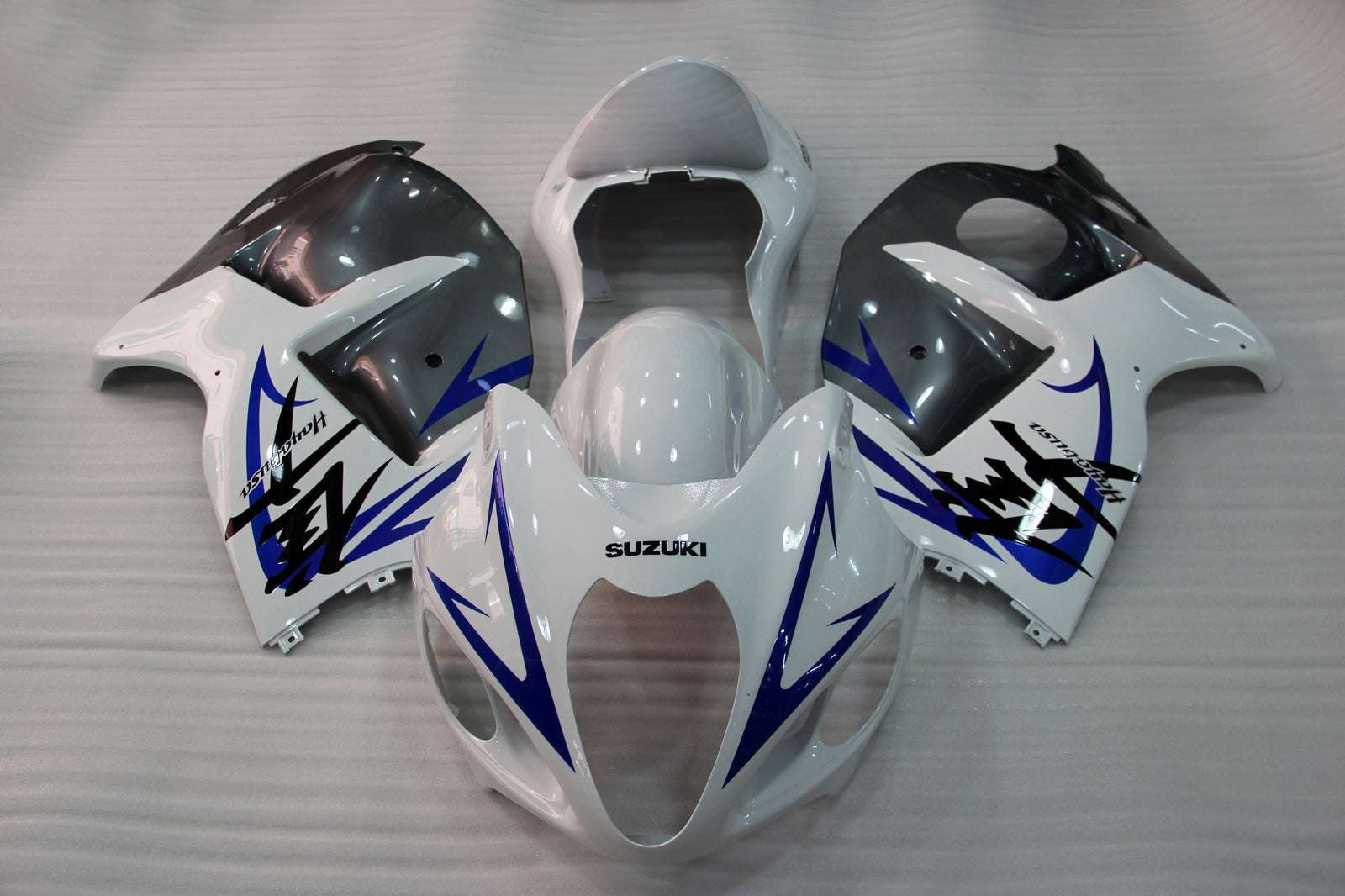 Amotopart 2008-2020 Suzuki Hayabusa GSX1300R Kit de carénage blanc et gris